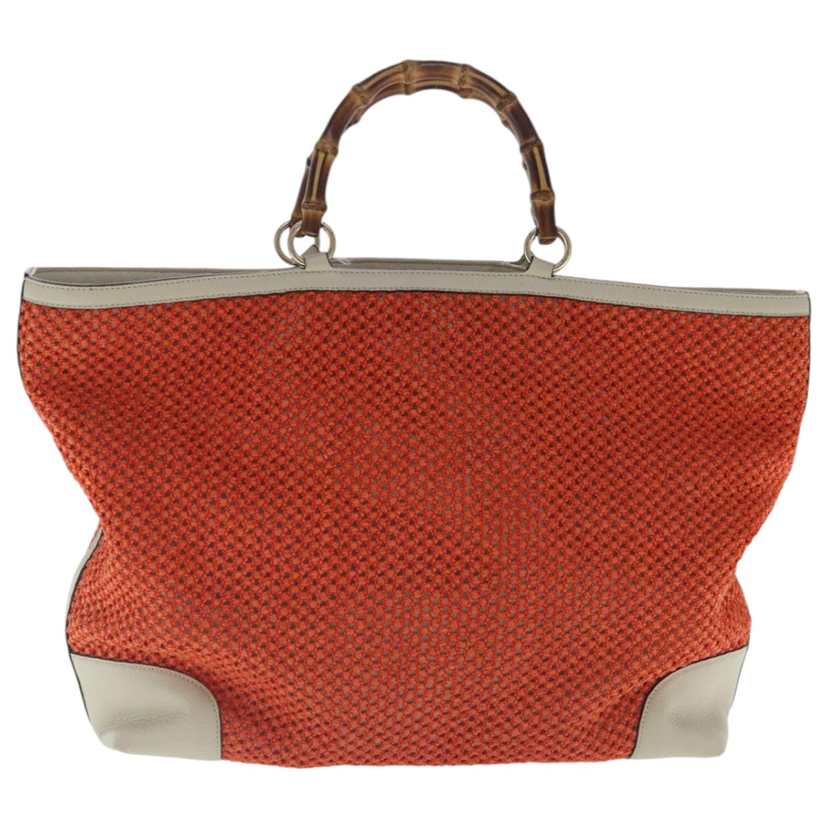 Gucci Bamboo Orange Canvas Shopper Bag
