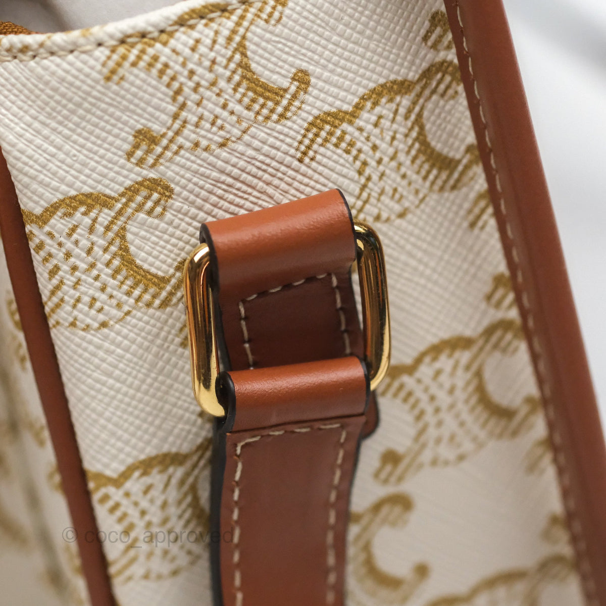 Celine Medium Folco Bag Triomphe Canvas White