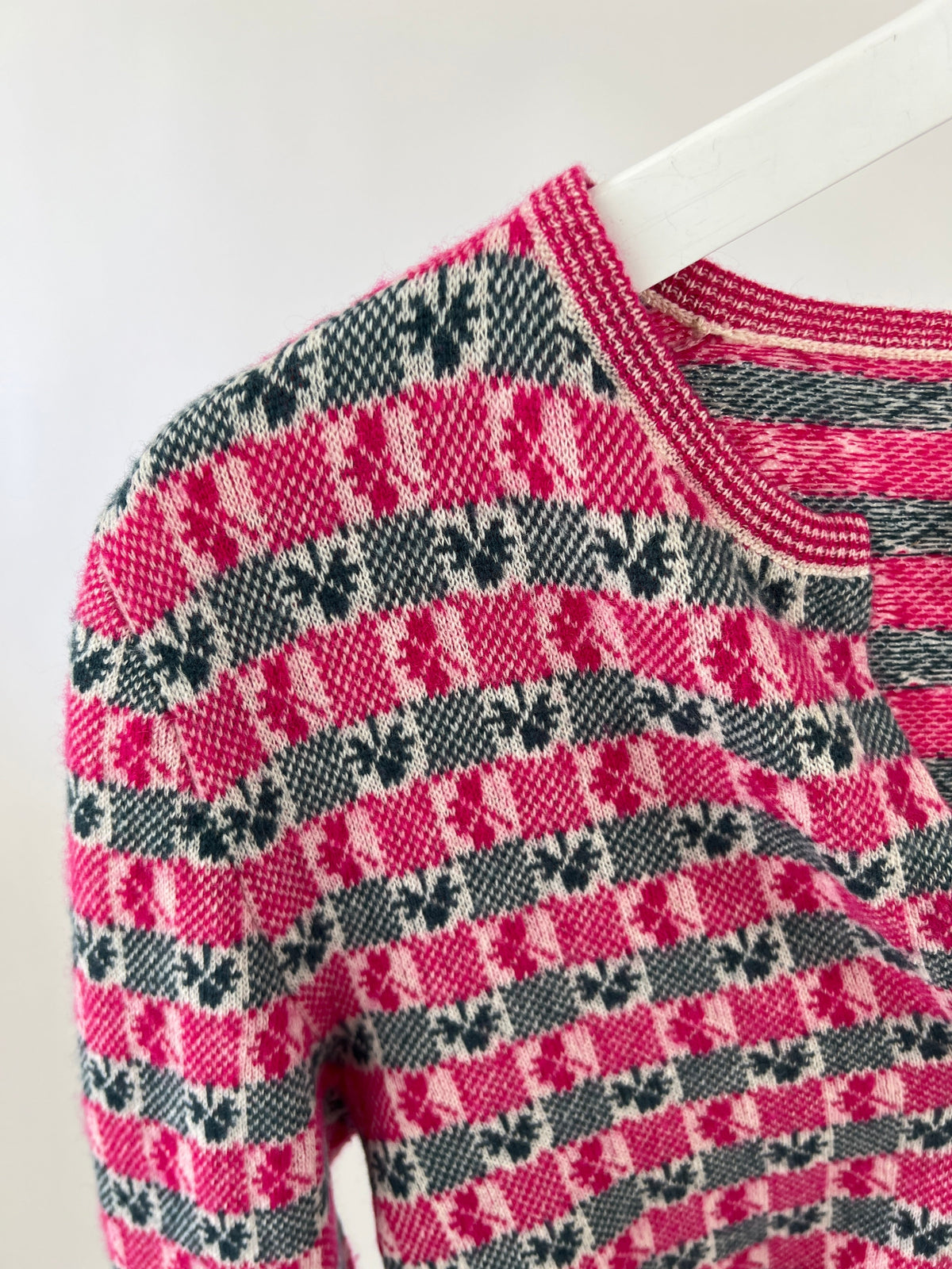 Chanel Pink Intarsia Knit Cashmere igan and Top Set Size FR 40 (UK 12)