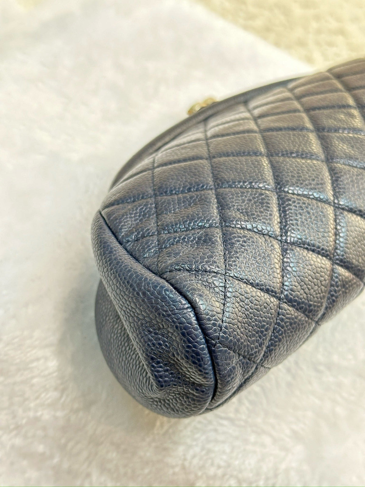 Chanel Quilted Caviar Timeless Clutch Bag Navy Blue SHW