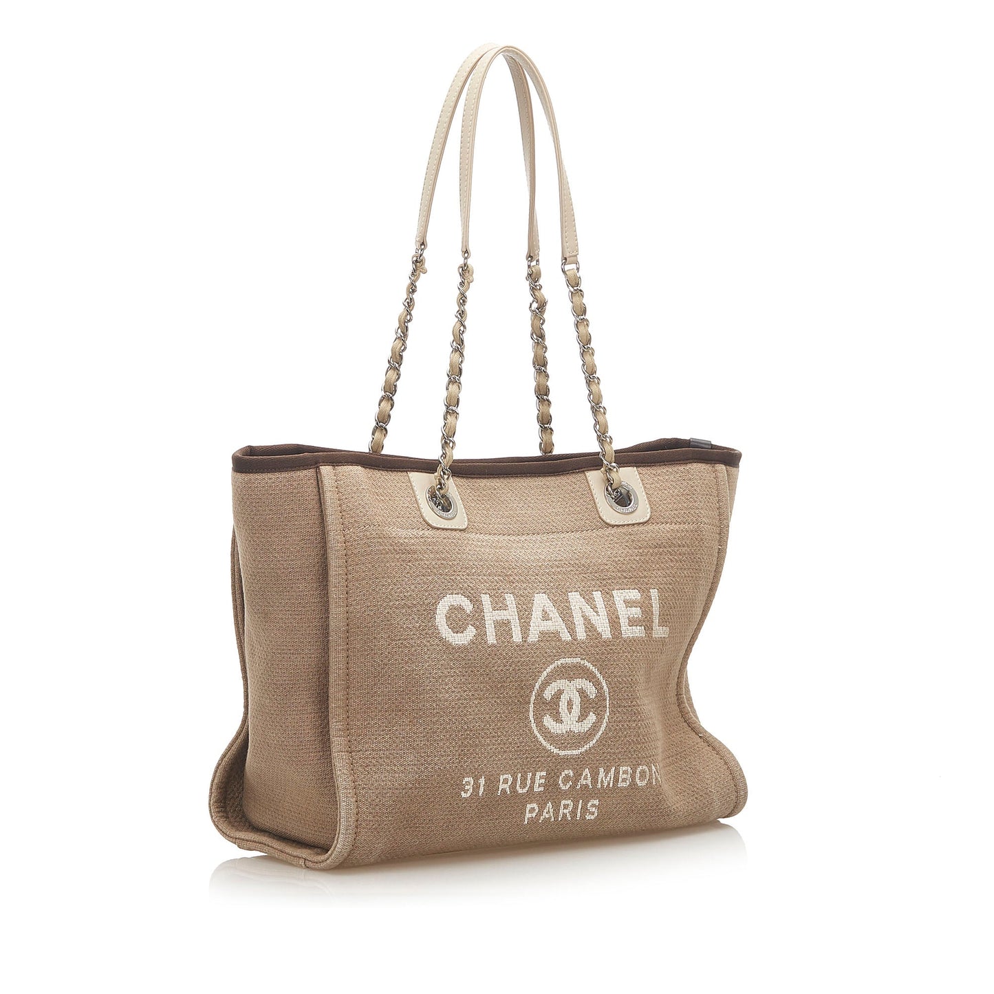 Chanel Deauville Canvas Tote Bag Brown