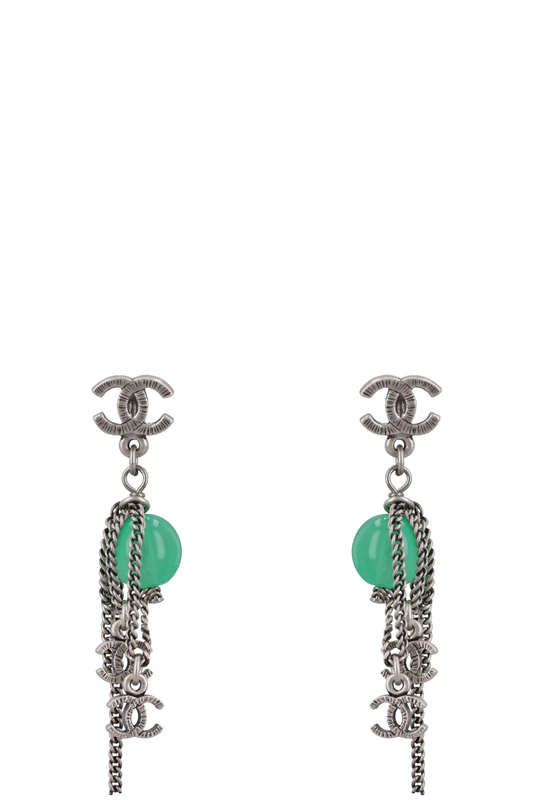 CHANEL Earrings Drop Turquoise