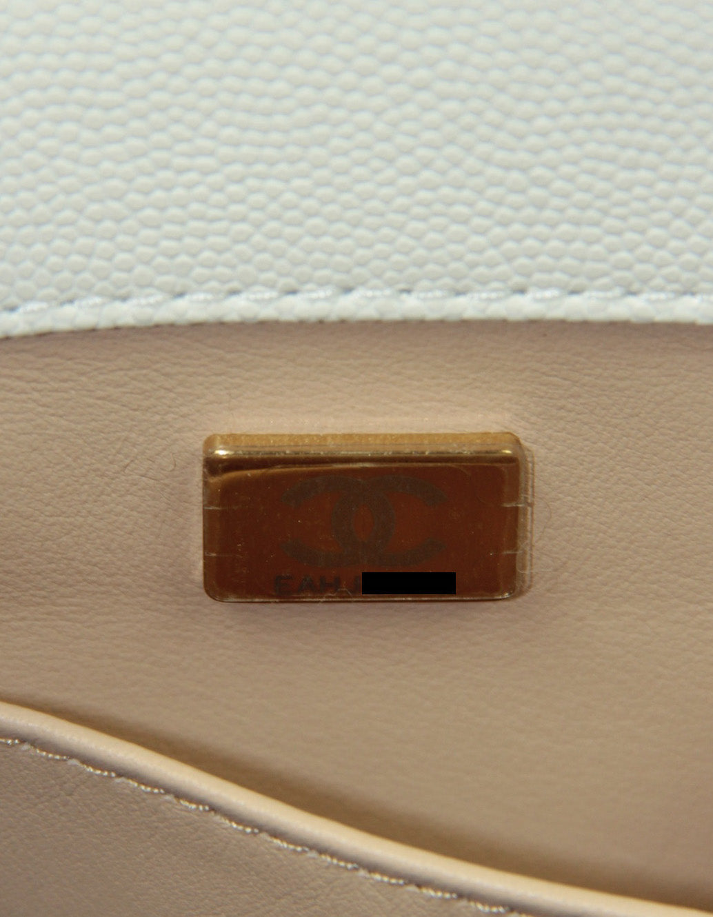 Chanel White Caviar Small Coco Handle Flap Bag