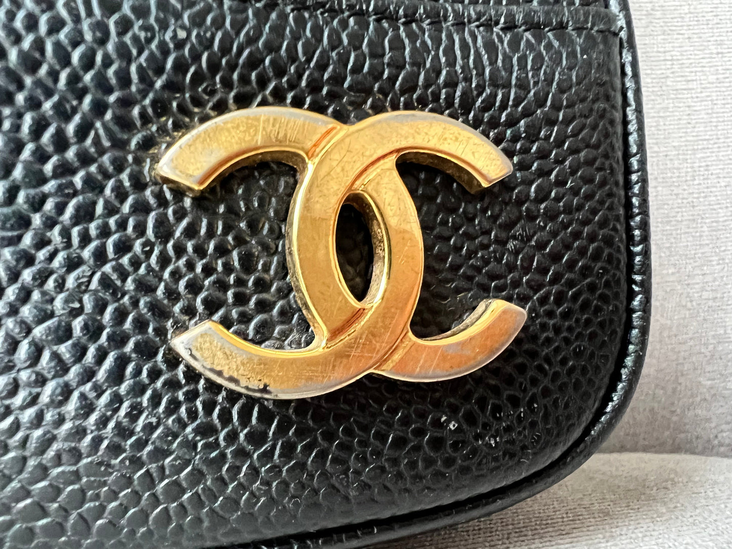 Chanel Vintage Black Caviar Chain Tote with 24k Gold Hardware