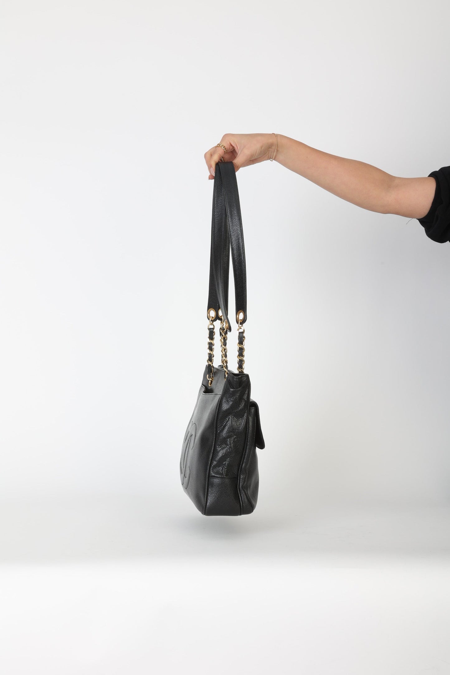 Chanel 1991 Double-Sided Caviar Turnlock Tote