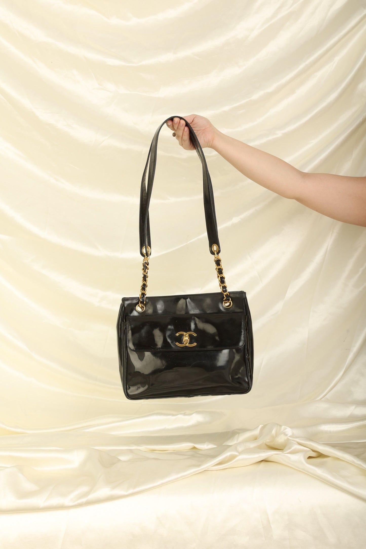 Chanel Patent Turnlock Tote