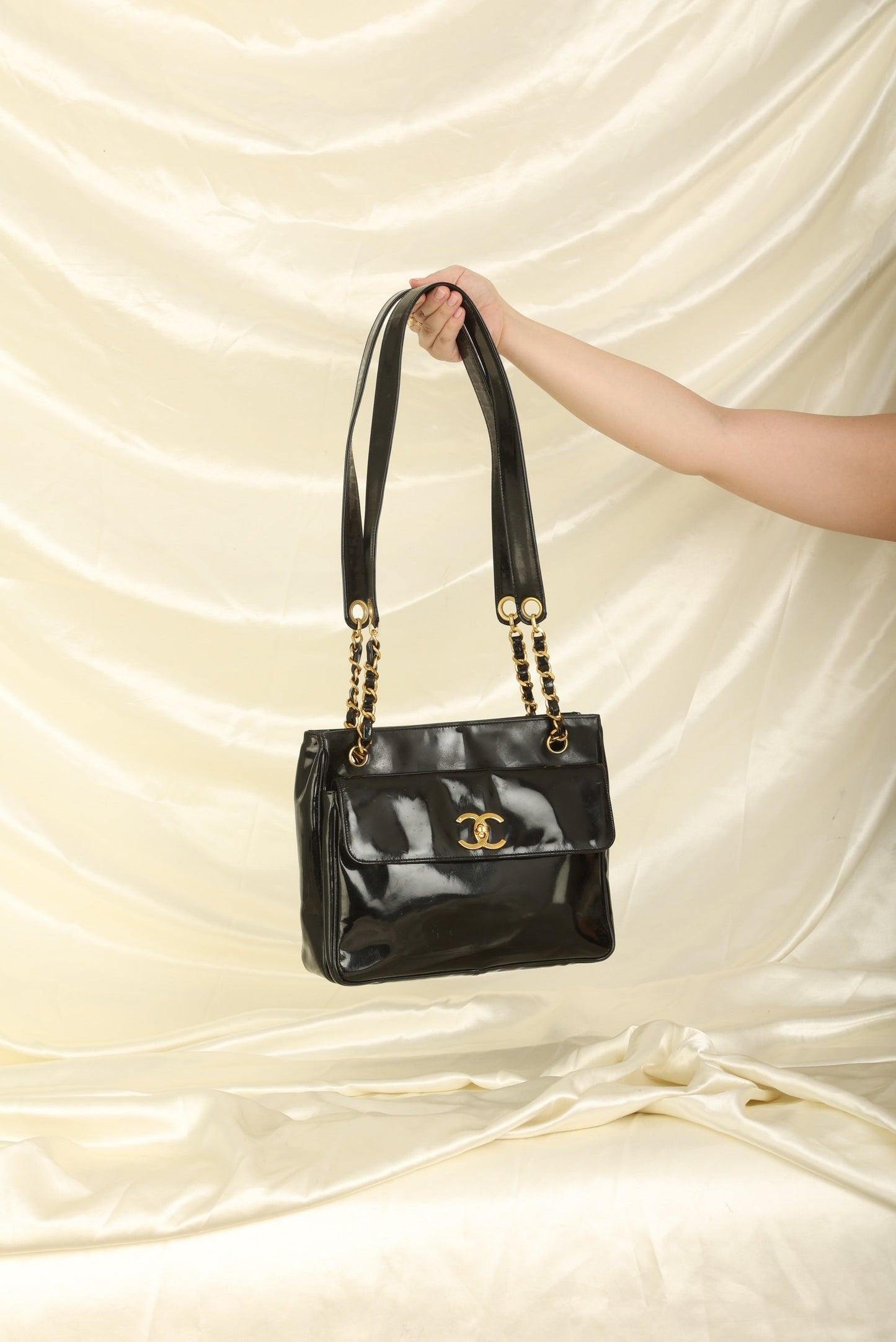 Chanel Patent Turnlock Tote