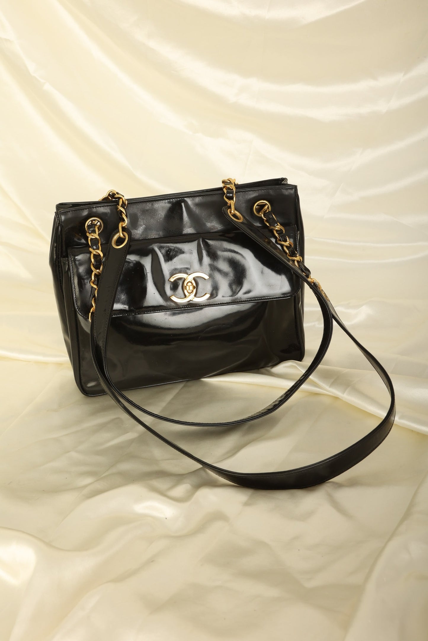 Chanel Patent Turnlock Tote