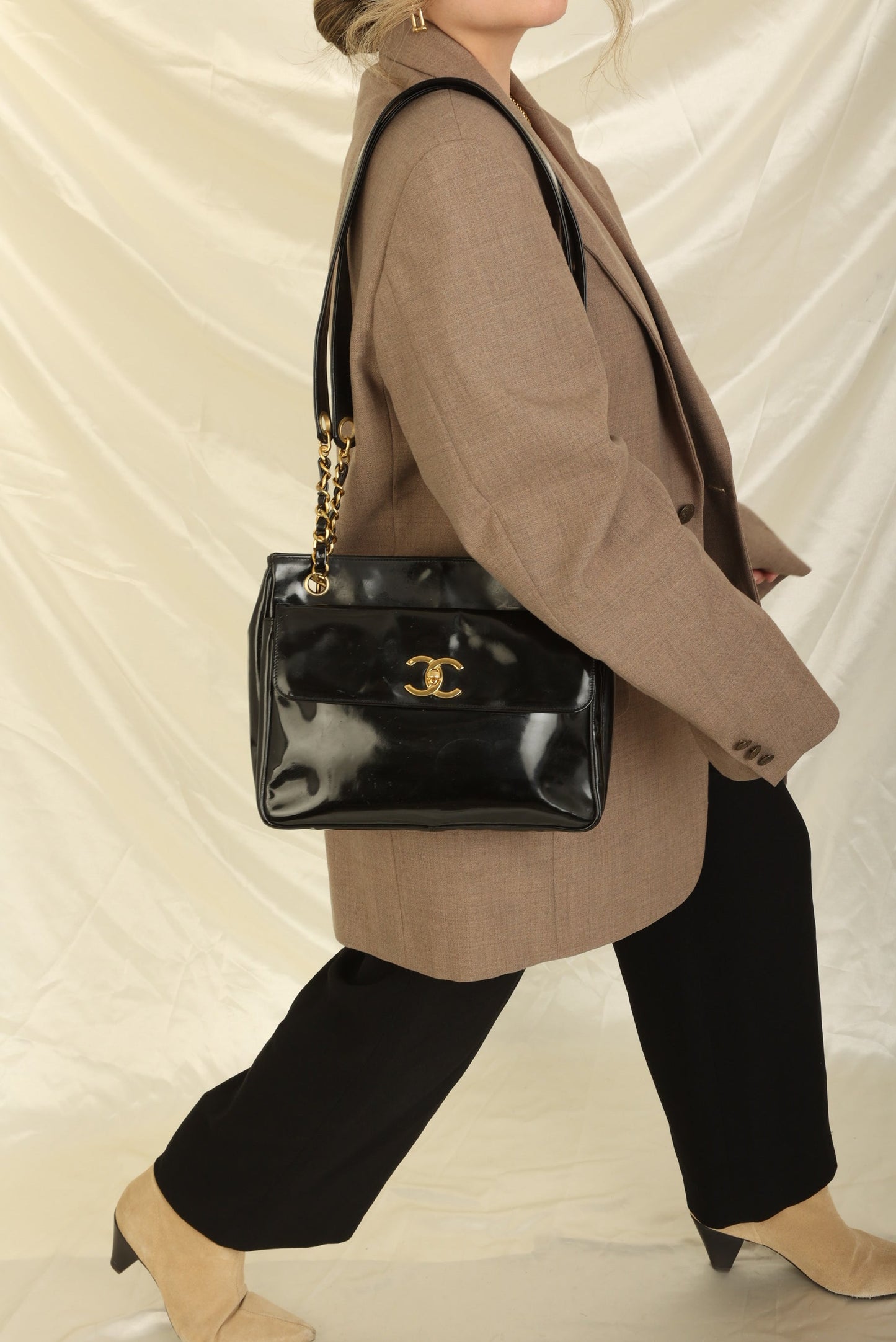 Chanel Patent Turnlock Tote