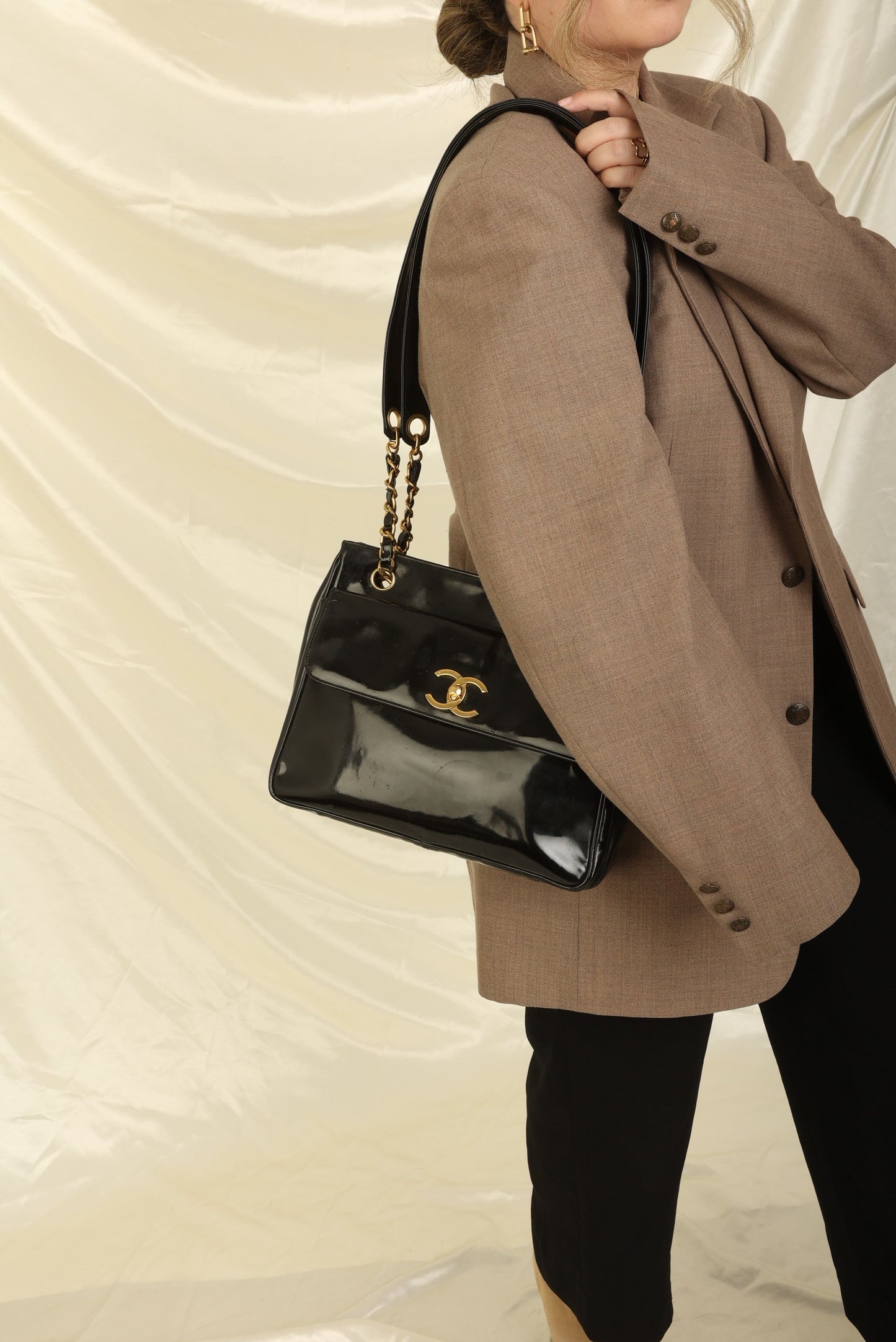 Chanel Patent Turnlock Tote