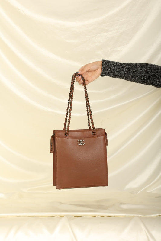 Chanel 1997 Calfskin Turnlock Tote