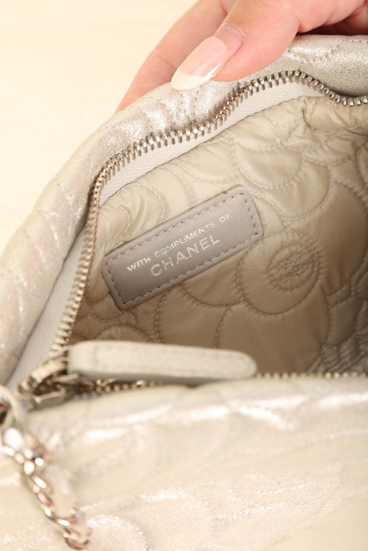 Chanel Metallic Camellia Pochette