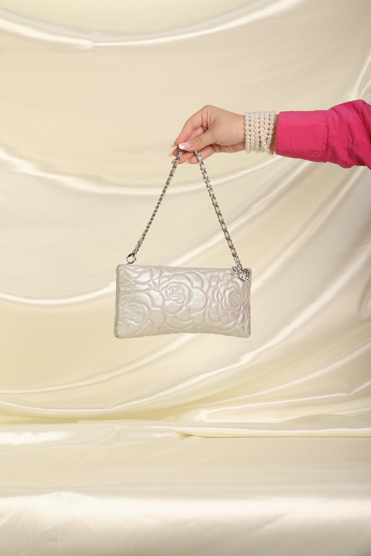 Chanel Metallic Camellia Pochette