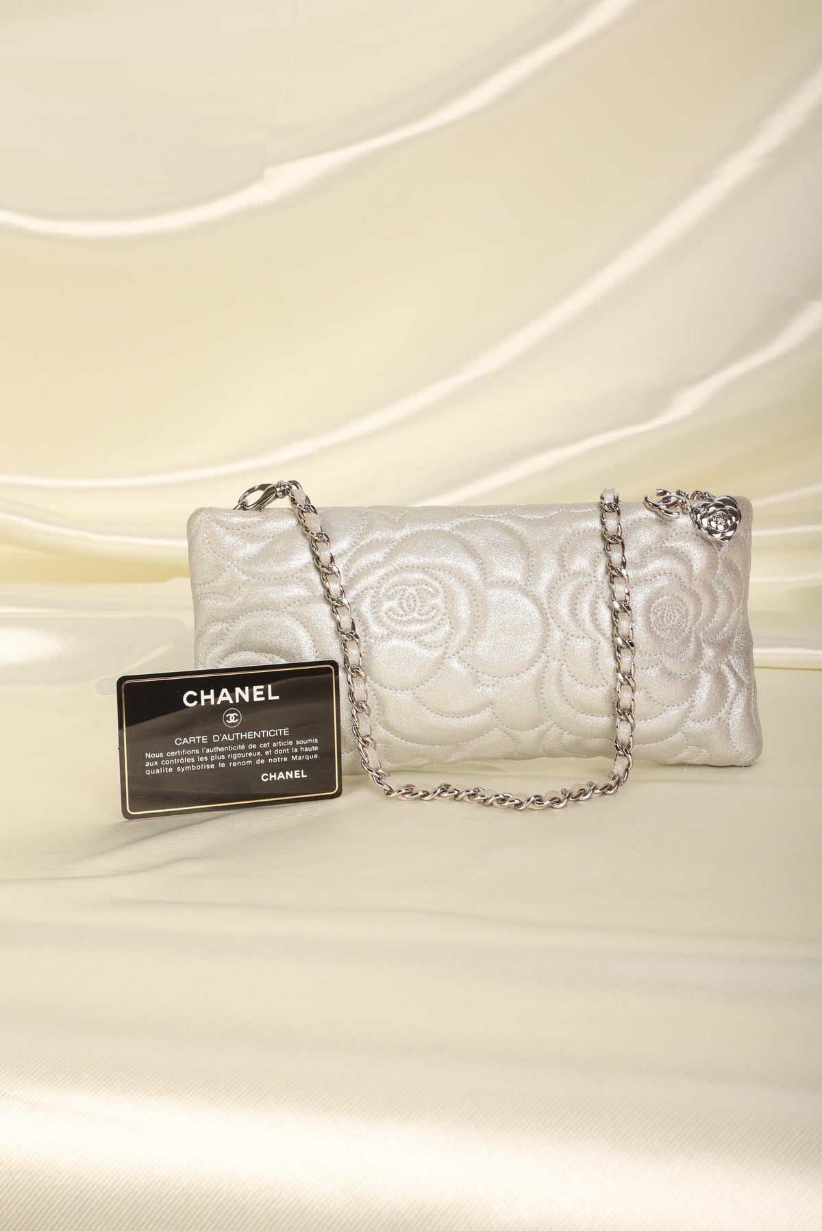 Chanel Metallic Camellia Pochette
