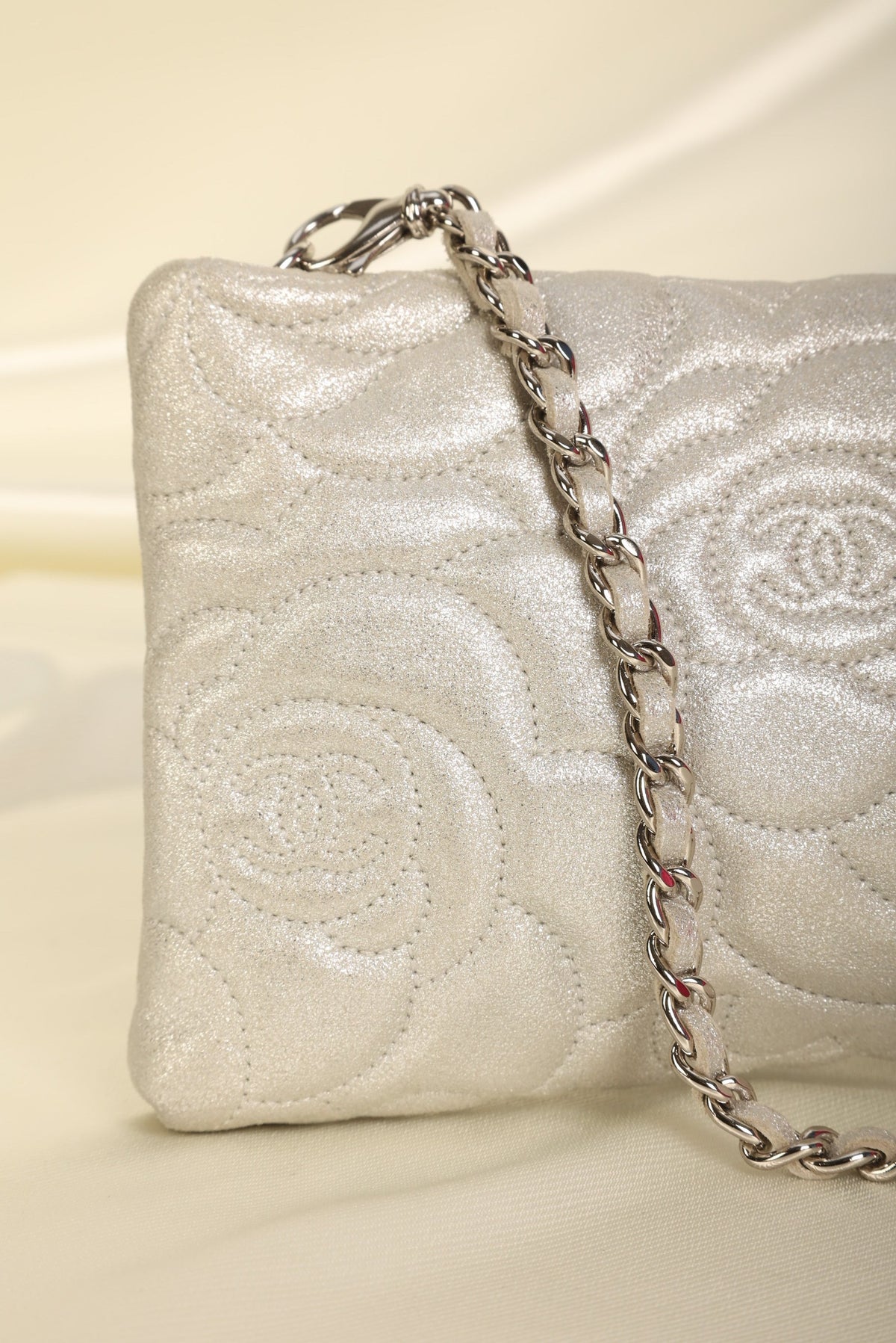 Chanel Metallic Camellia Pochette