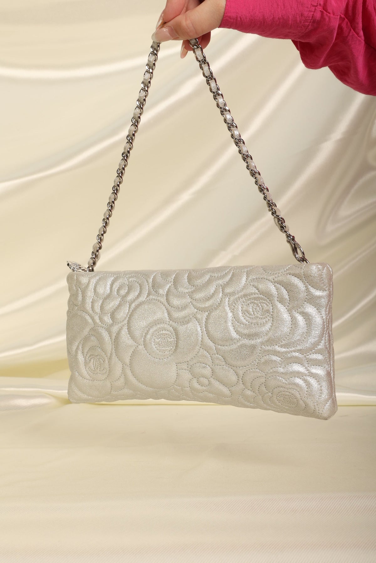 Chanel Metallic Camellia Pochette