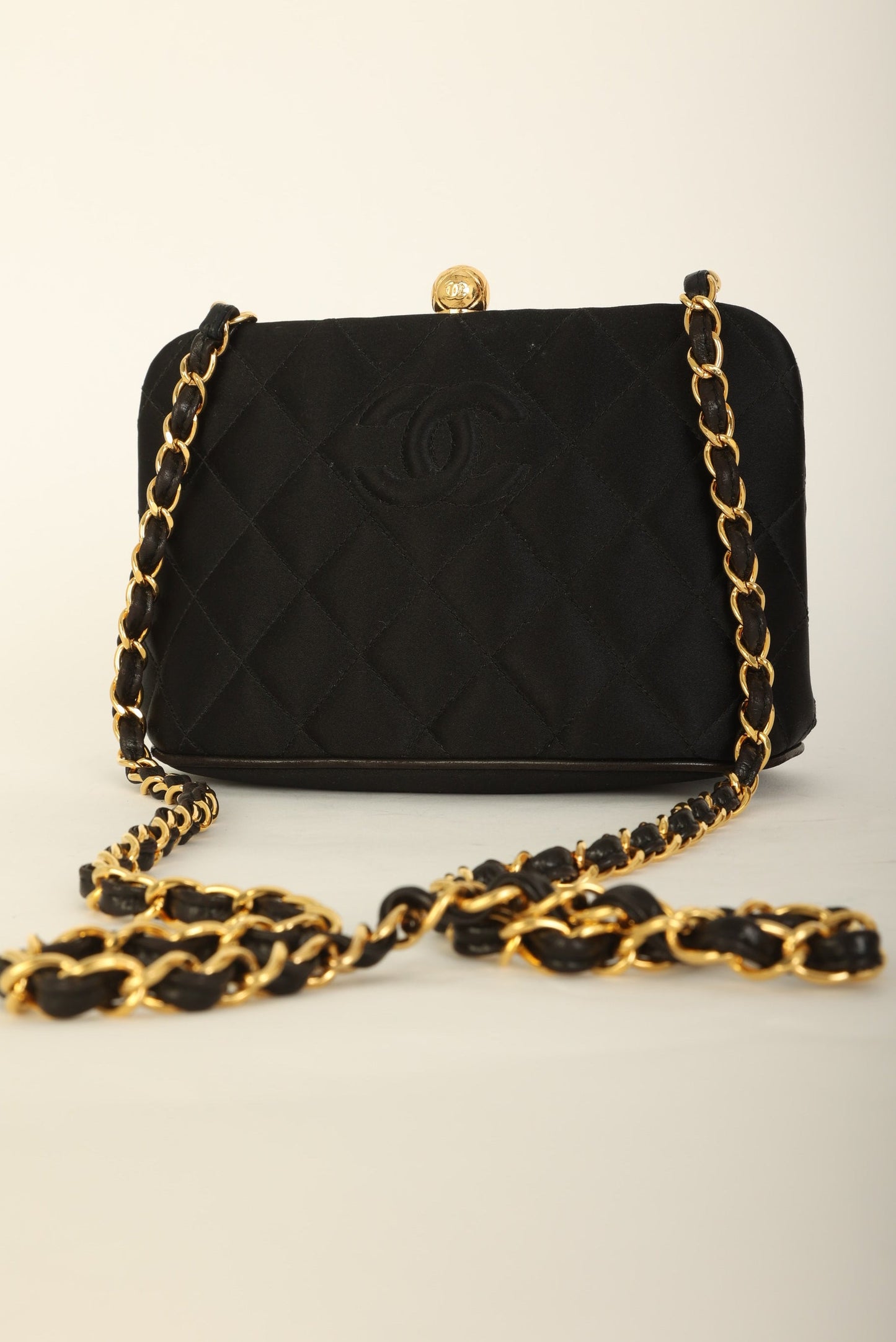 Chanel 1994 Satin Mini Kisslock Crossbody