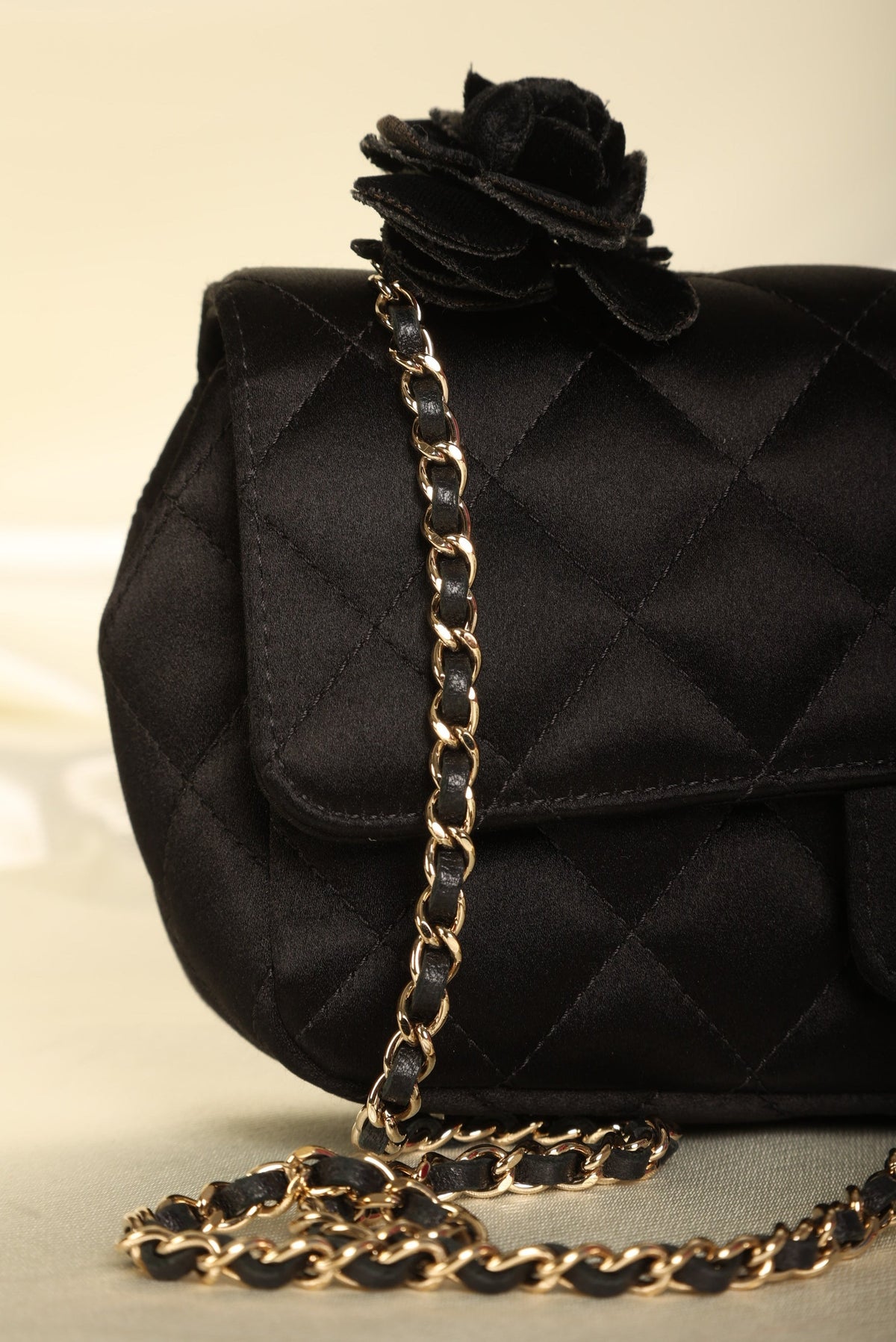 Chanel Satin Camellia Mini Flap