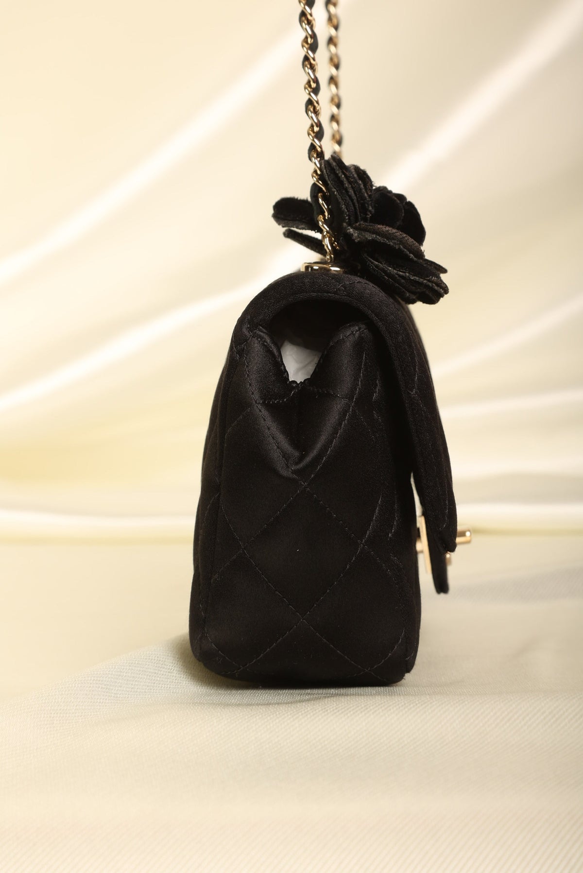 Chanel Satin Camellia Mini Flap