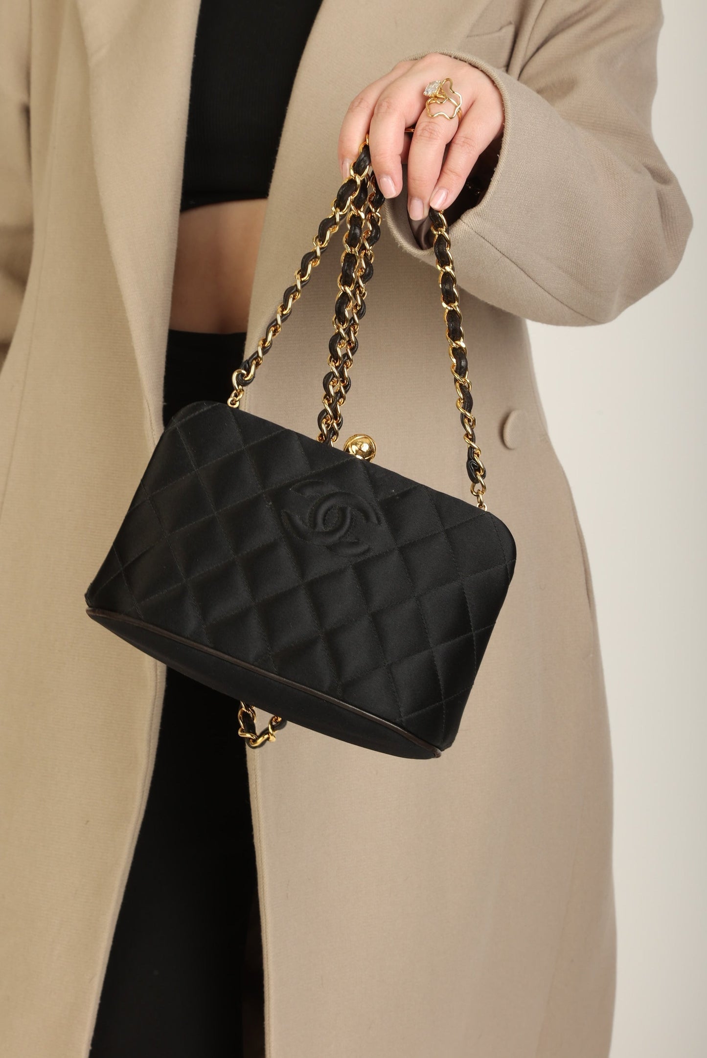 Chanel 1994 Satin Mini Kisslock Crossbody