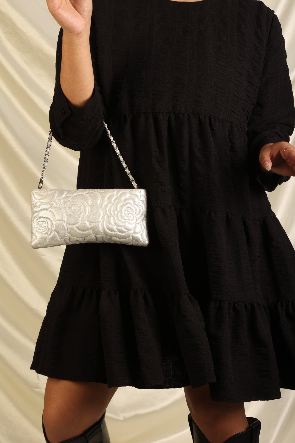 Chanel Metallic Camellia Pochette