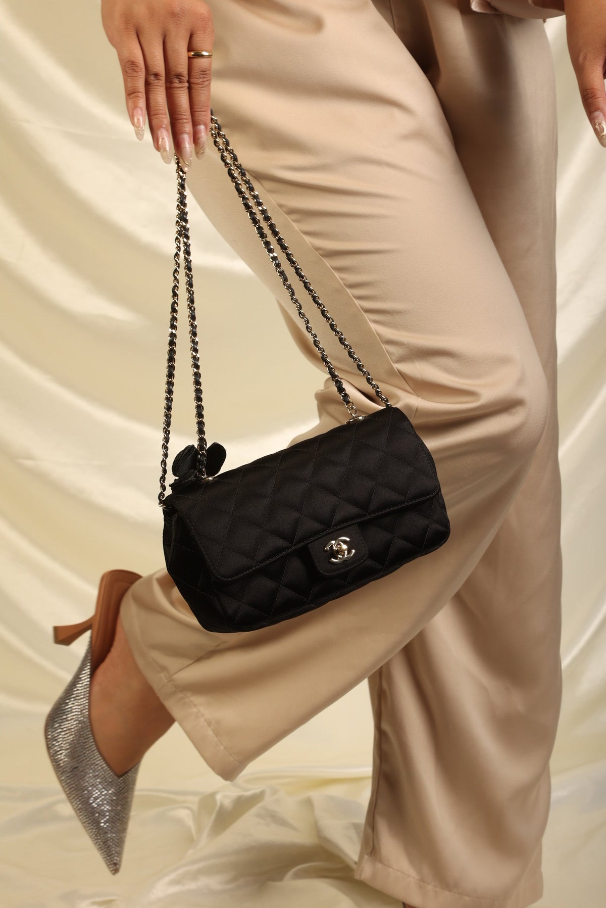 Chanel Satin Camellia Mini Flap