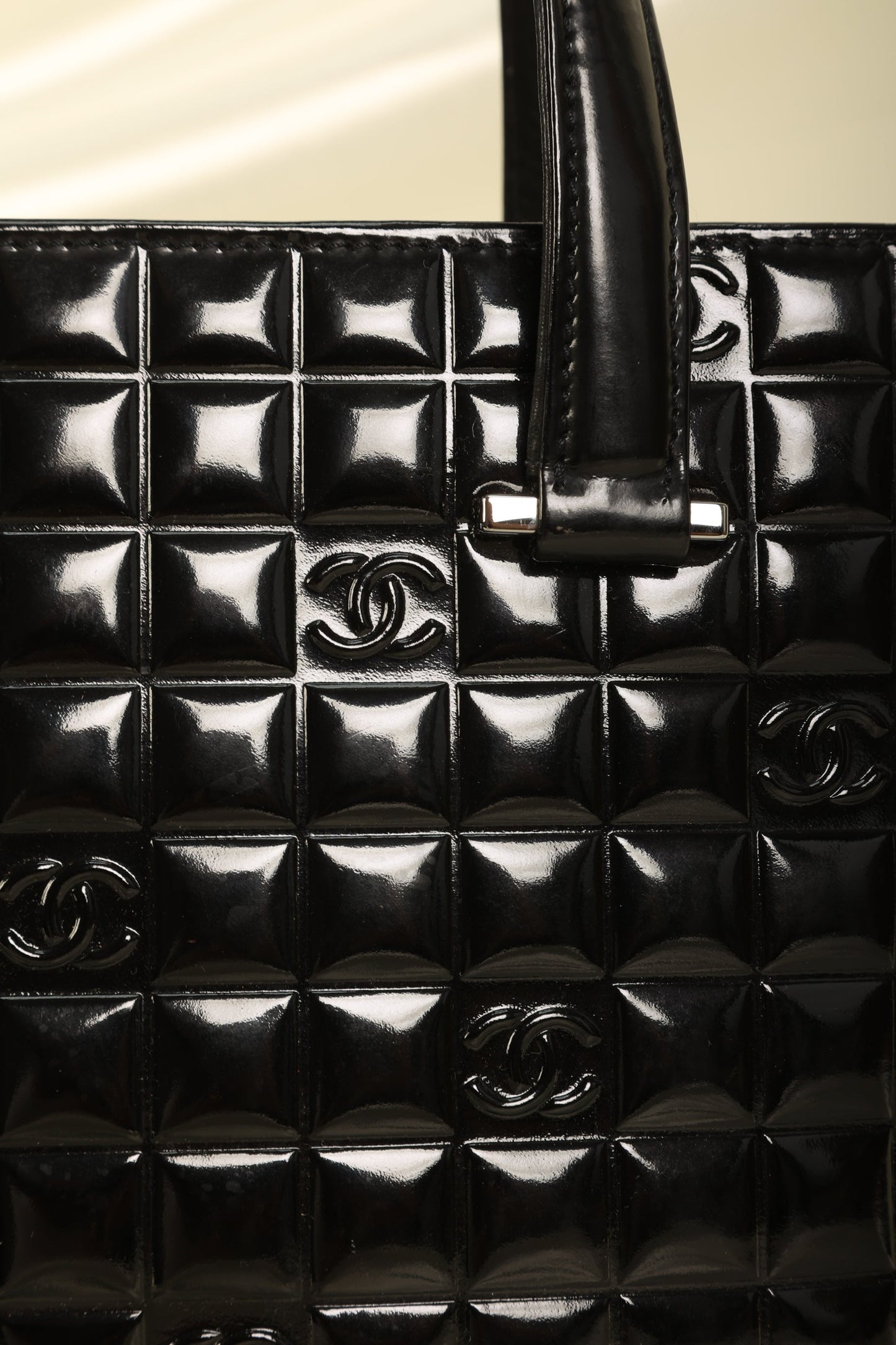 Chanel Patent Chocolate Bar Tote