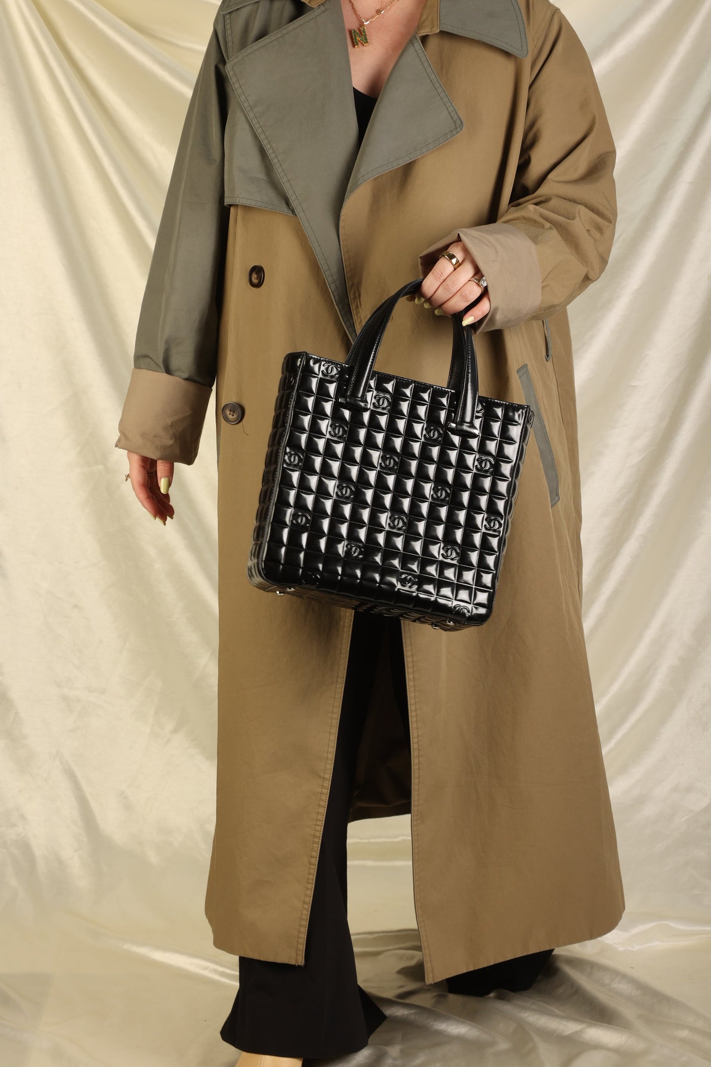 Chanel Patent Chocolate Bar Tote