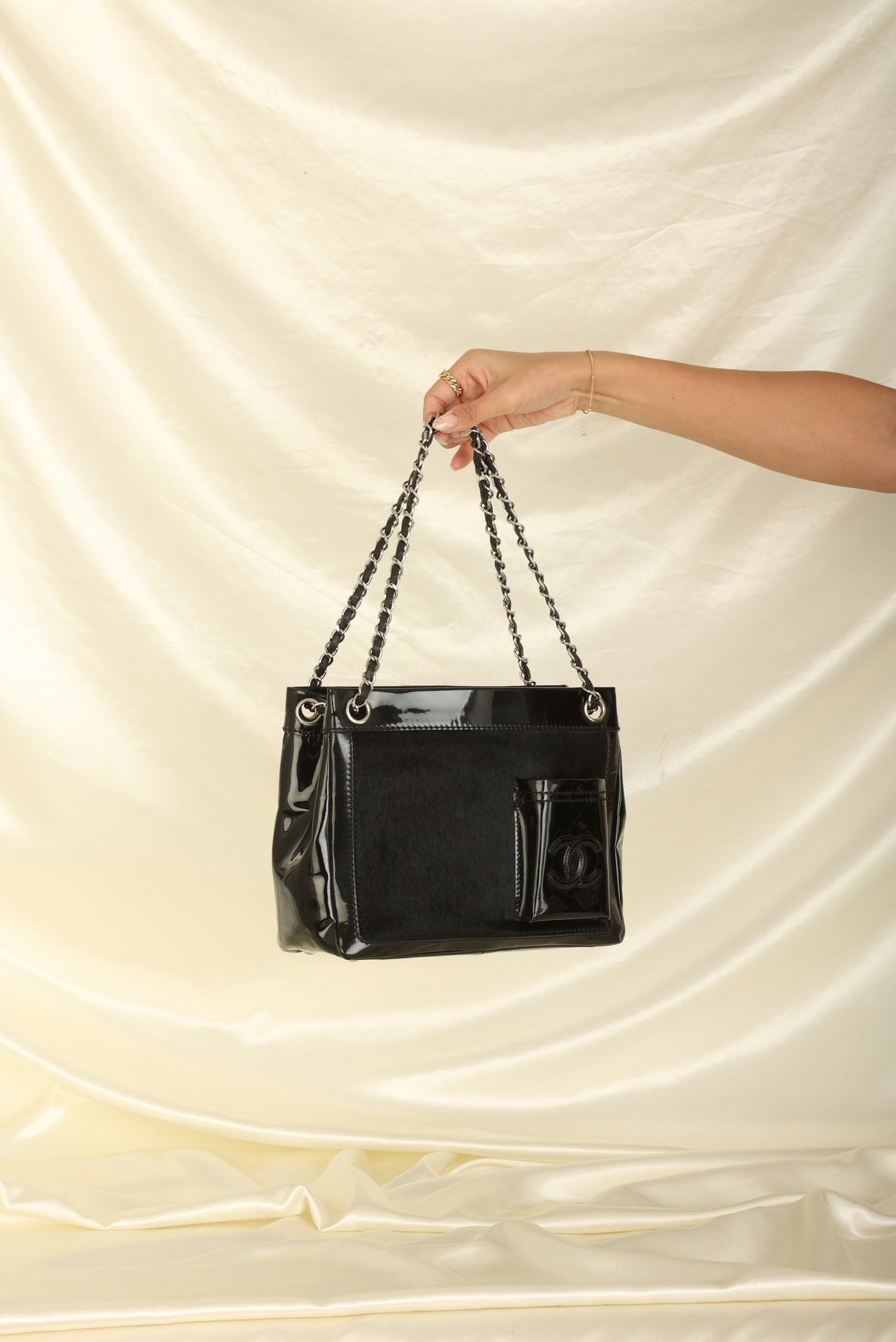 Chanel Pony Hair Patent Mini Tote