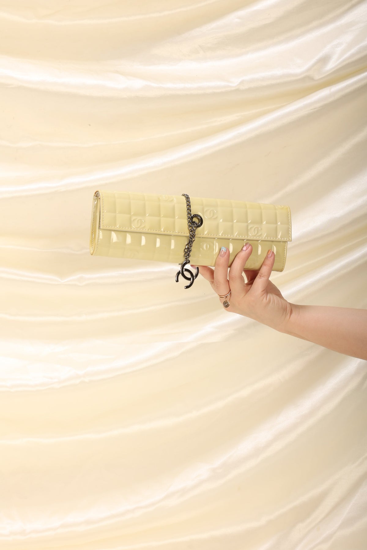 Chanel Patent Yellow Chocolate Bar Clutch