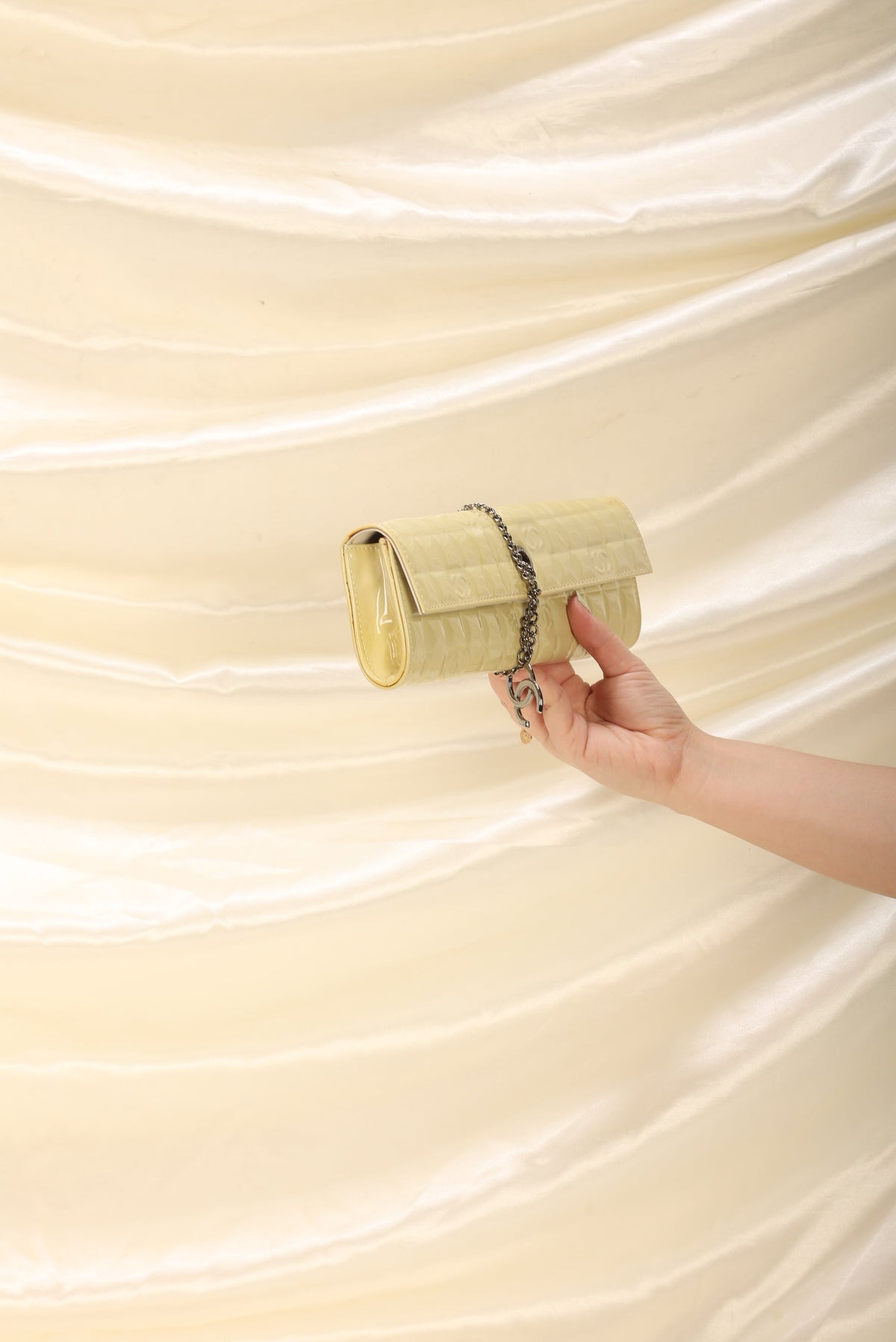 Chanel Patent Yellow Chocolate Bar Clutch