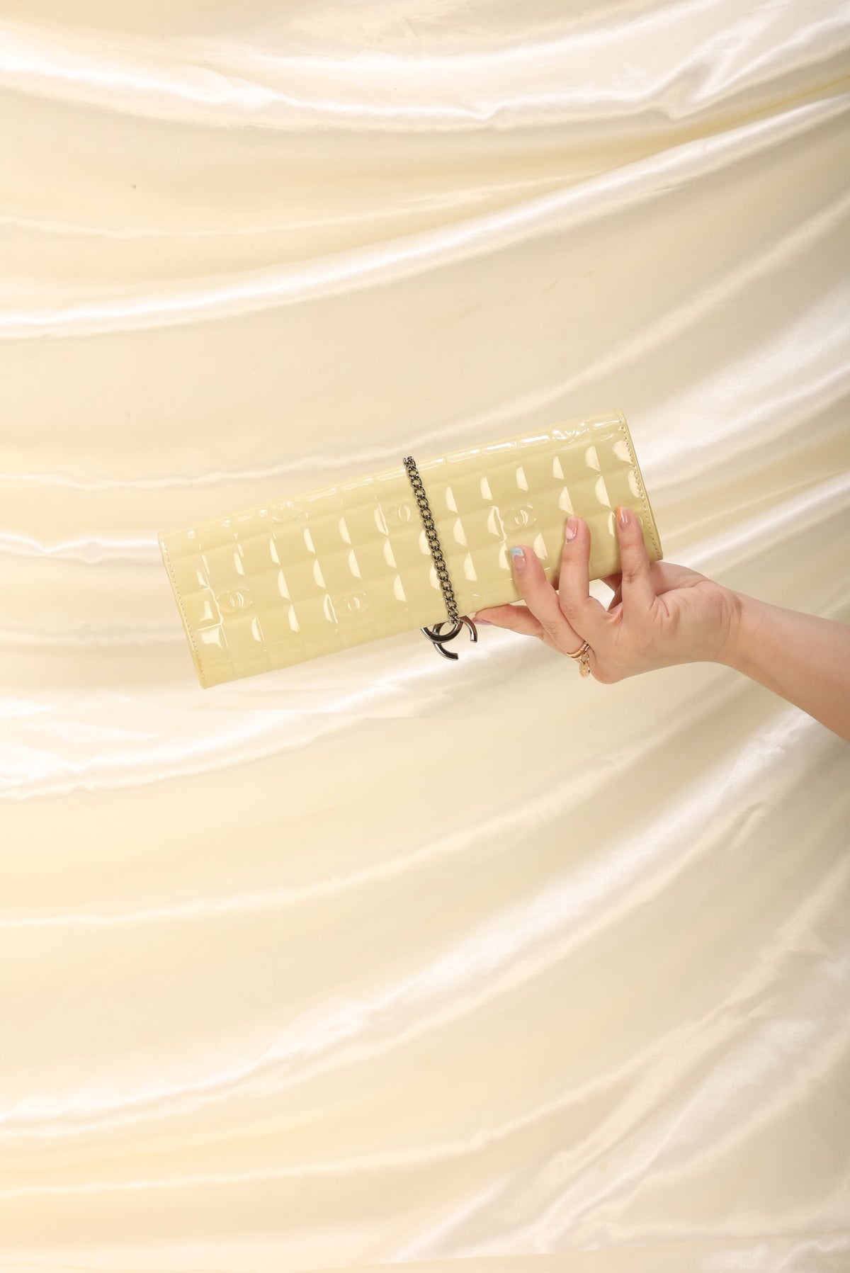 Chanel Patent Yellow Chocolate Bar Clutch