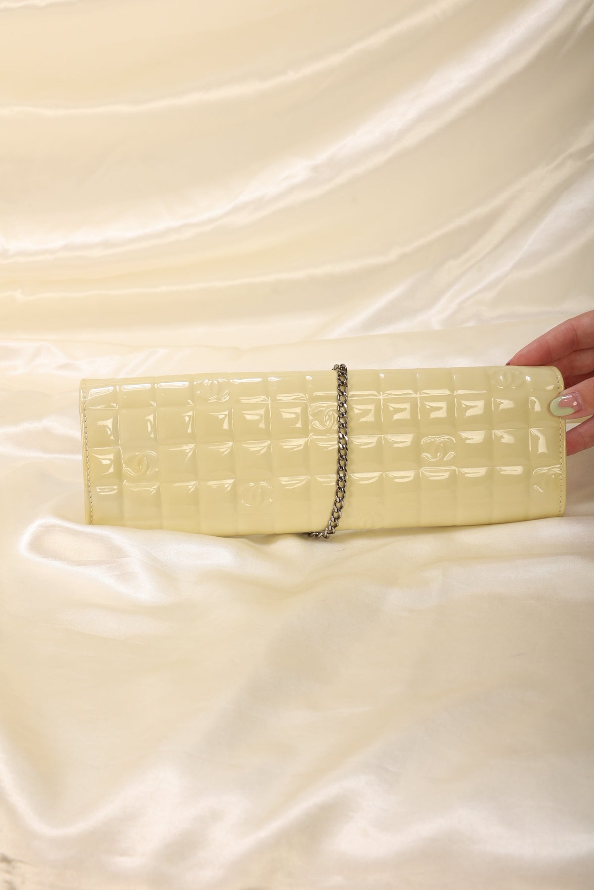 Chanel Patent Yellow Chocolate Bar Clutch