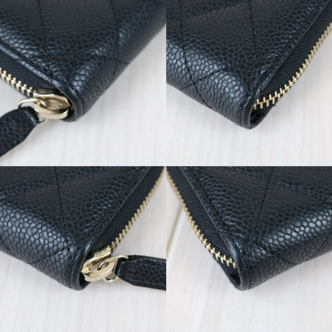 Very Good ( Rank A) ｜CHANEL Caviar Skin Leather Calf  Wallet Black Made In 2018 Year｜X25050603