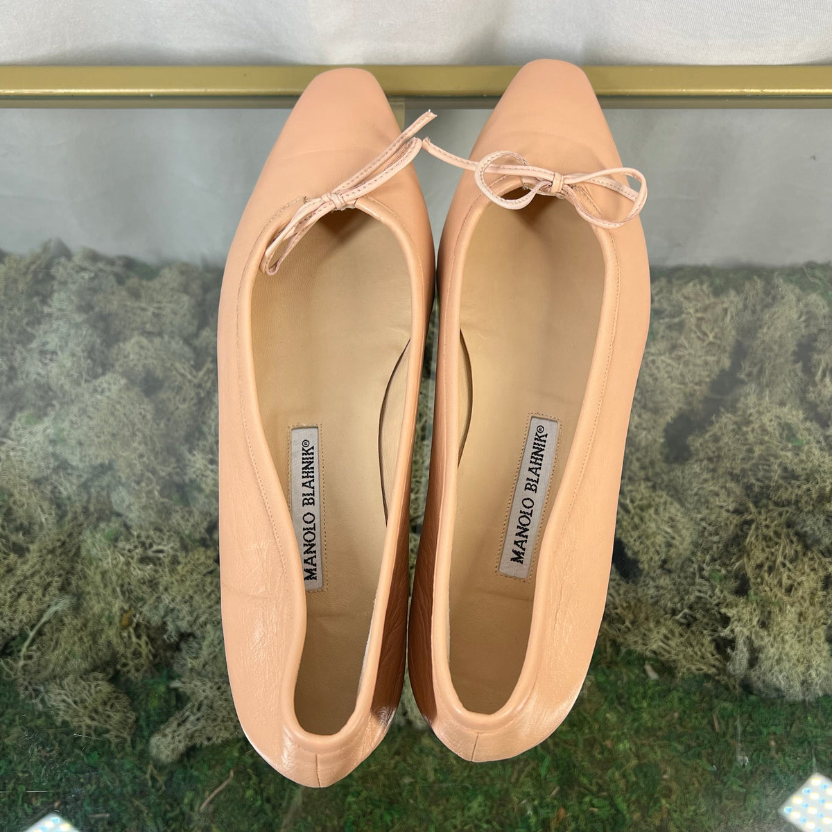 MANOLO BLAHNIK Pink Veralli Leather Bow Ballerina Flats SZ41.5(11.5US) DIA290