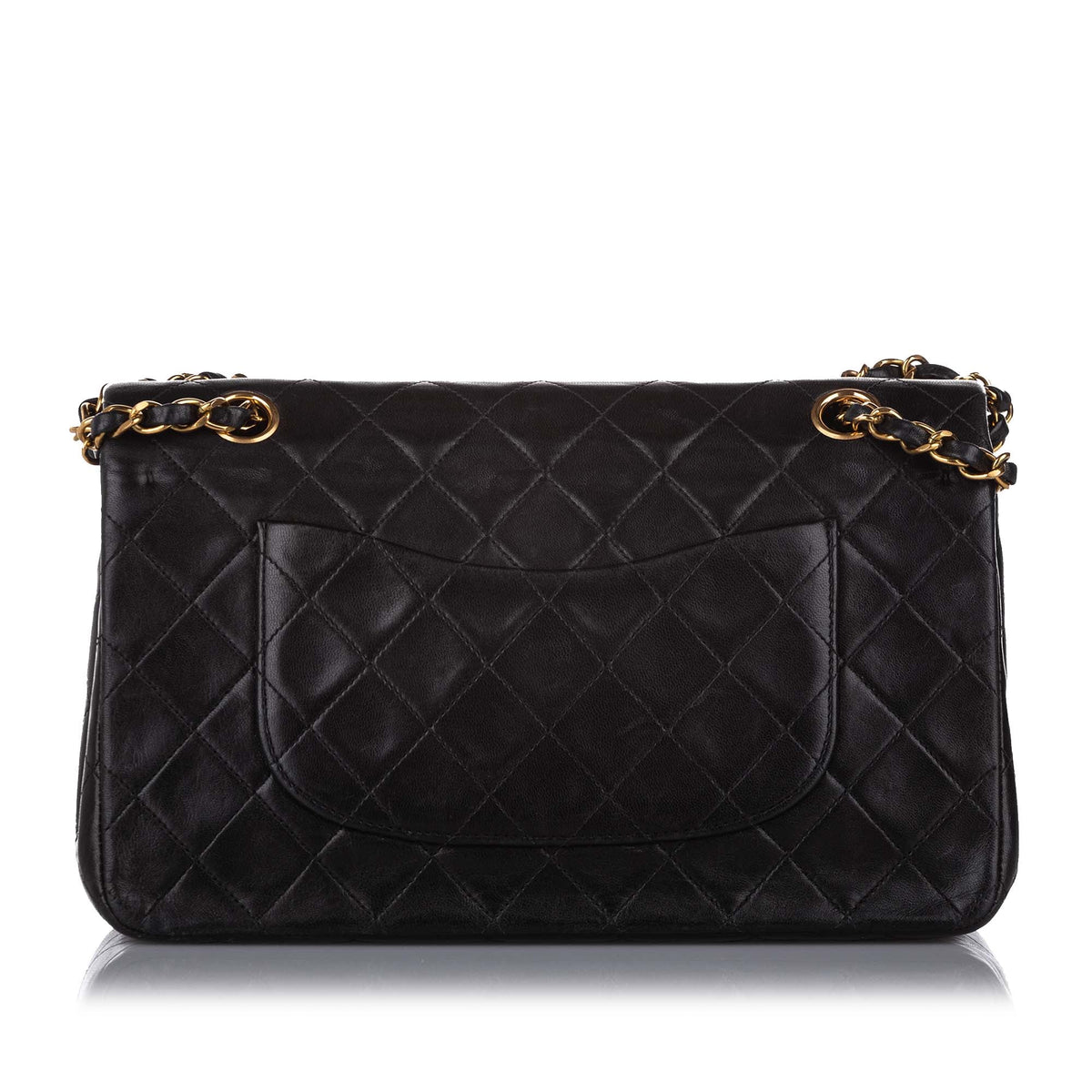 Medium Classic Lambskin Double Flap Bag Black