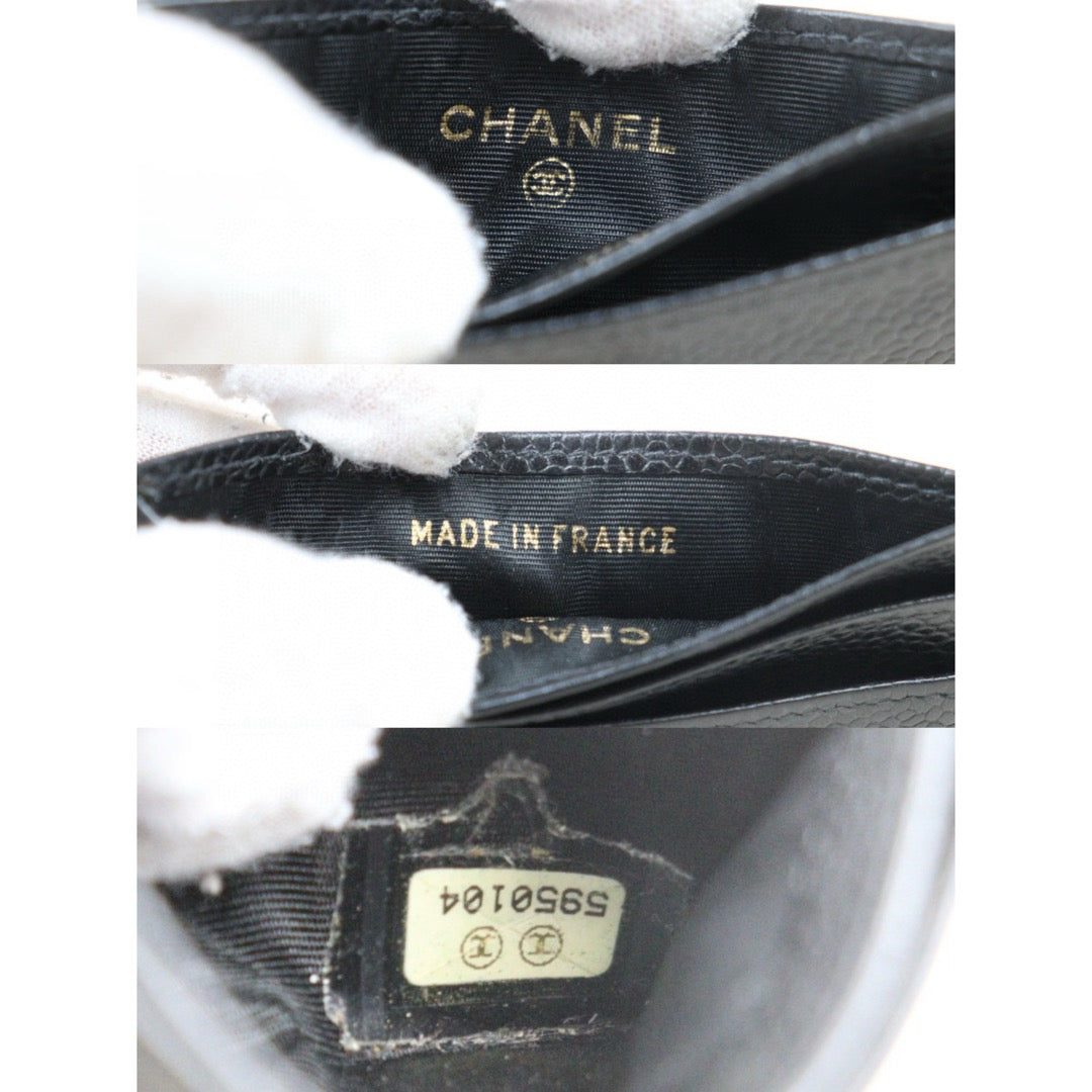 Very Good ( Rank A)｜CHANEL Caviar Skin  Card Holder Black Made In 1997-1999Year｜VT25030123