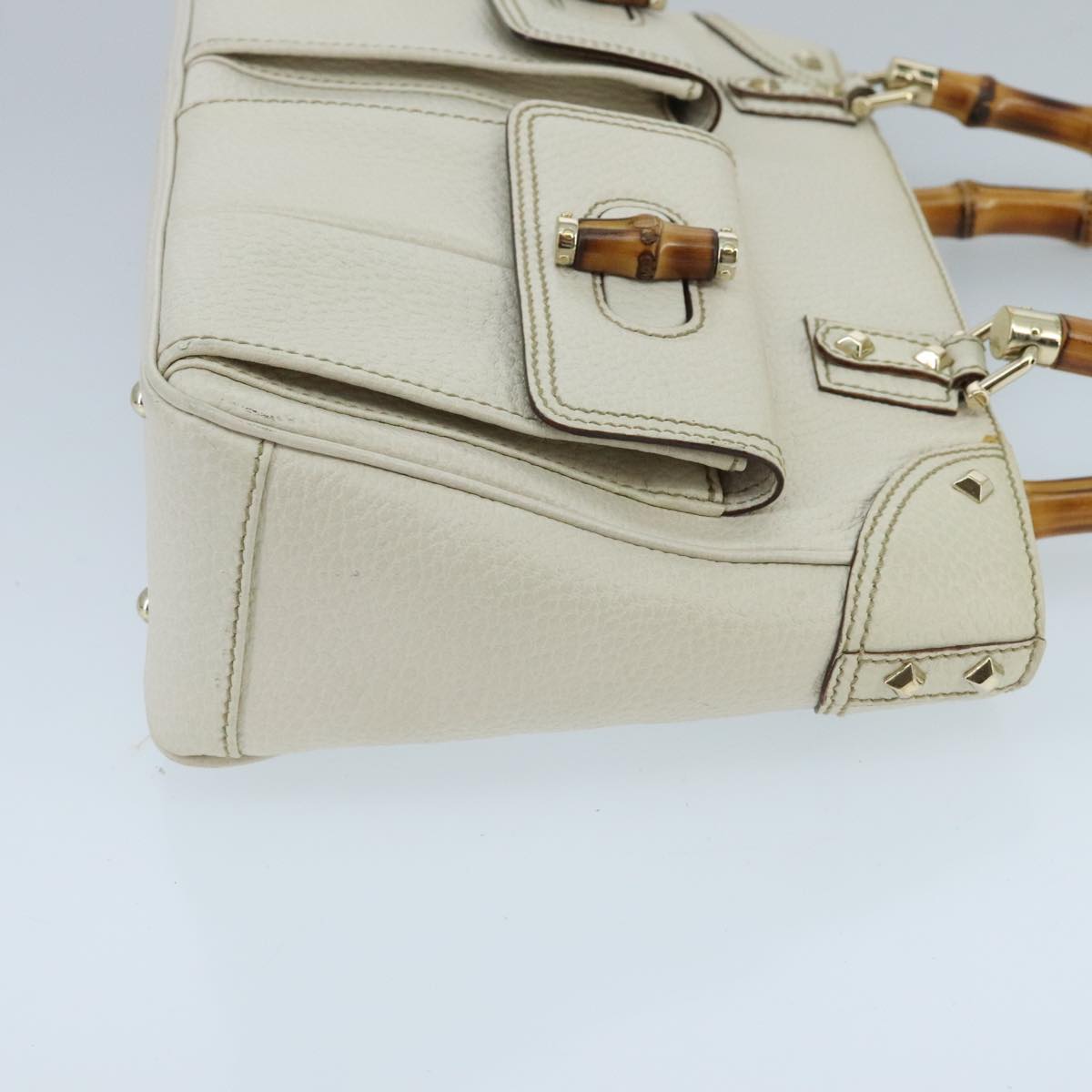 Gucci Bamboo White Leather Handbag