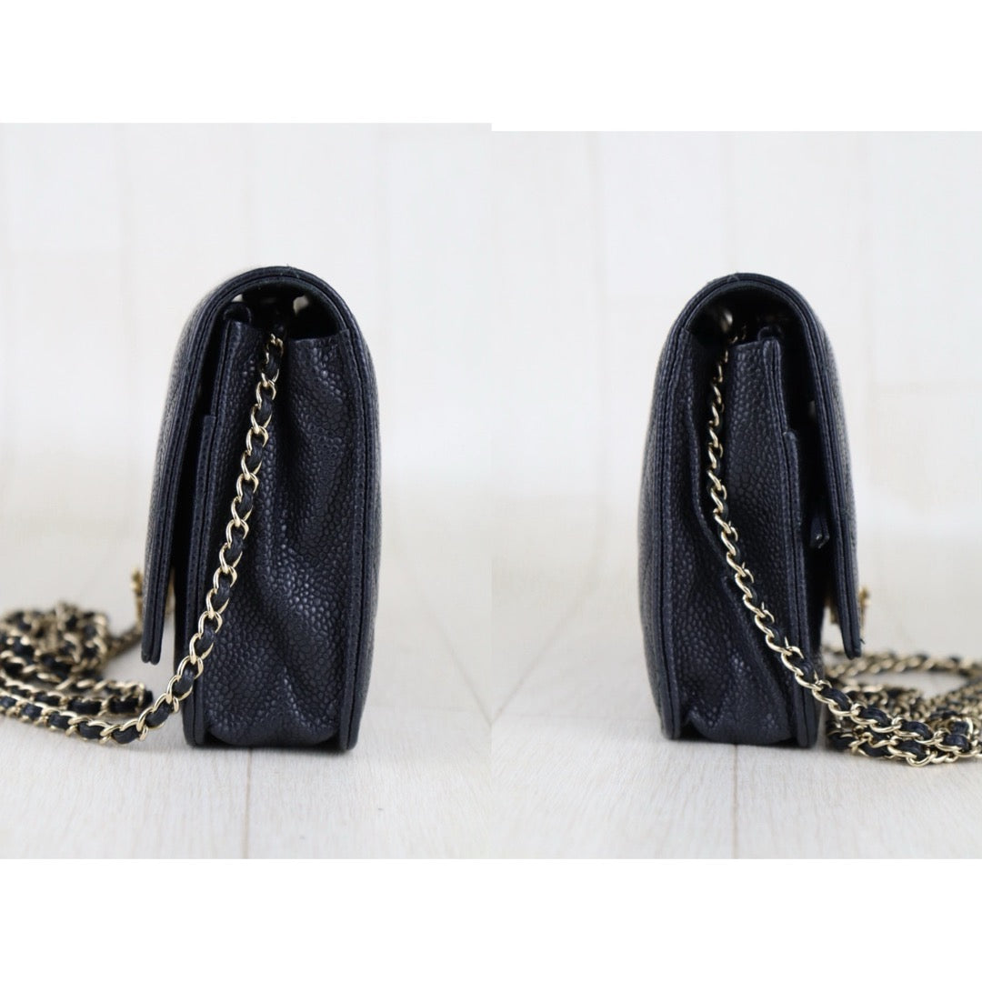 Good ( Rank AB)｜ CHANEL Matelasse Caviar Skin Chain WOC Black  Made in 2018Year ｜H25063007