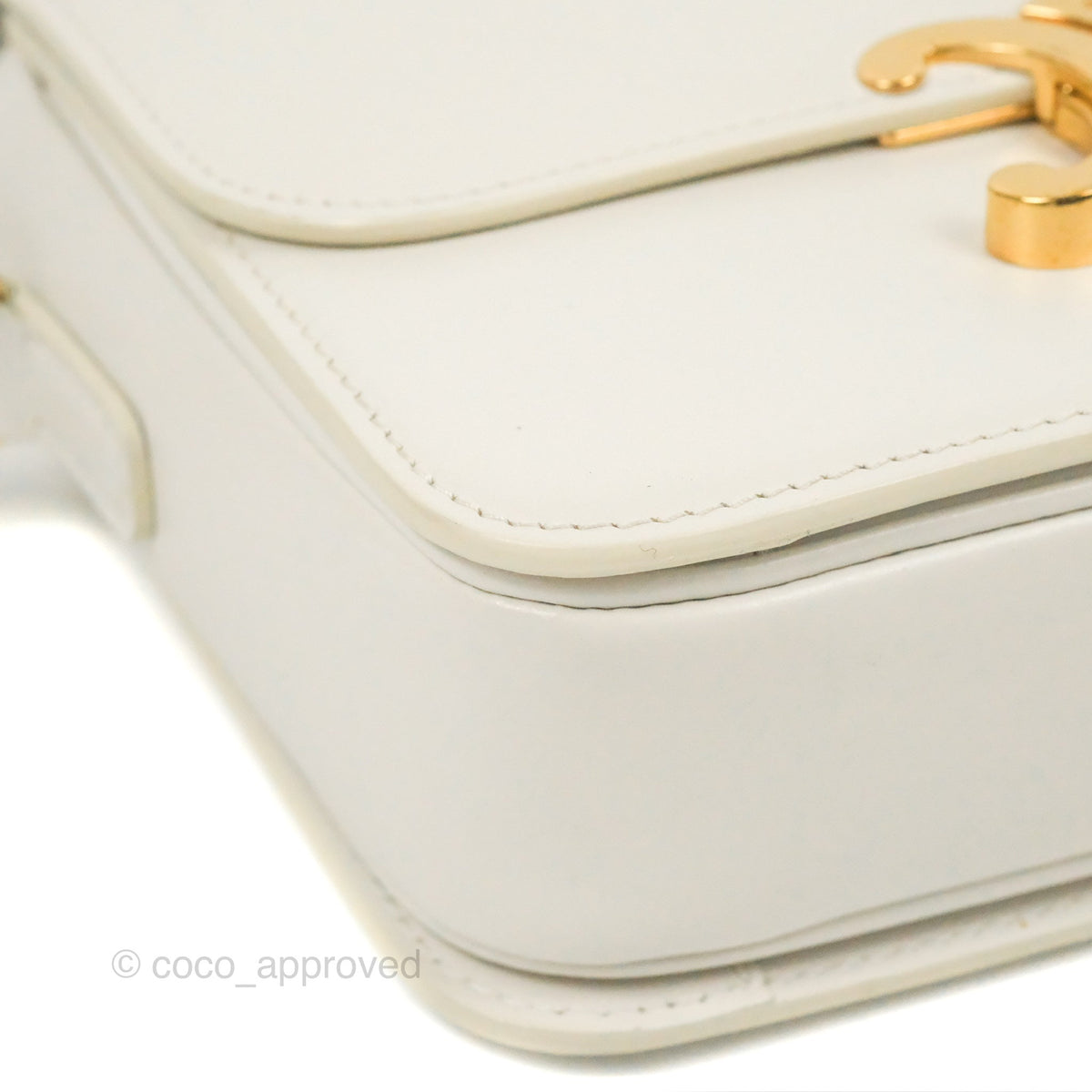 Celine Teen Triomphe Bag Shiny Calfskin White