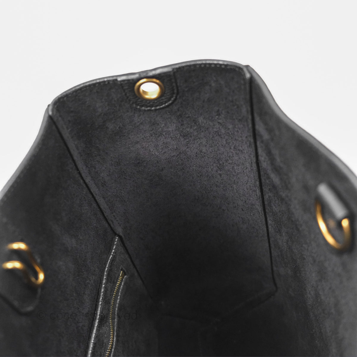 Celine Small Sangle Bucket Bag Black Grained Calfskin Gold Hardware