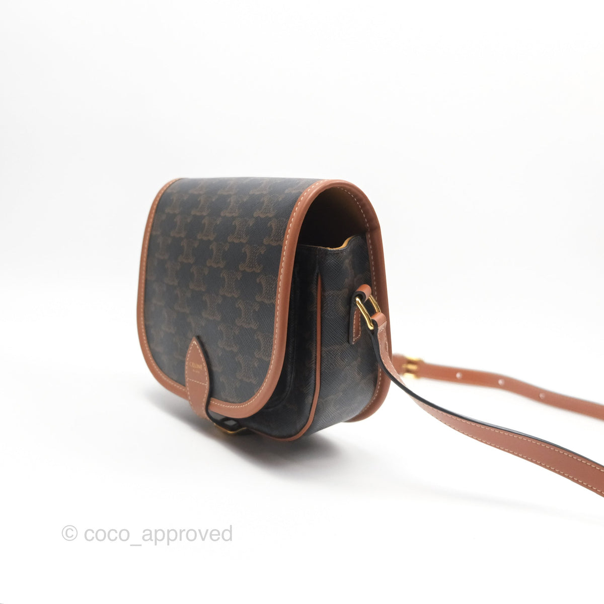 Celine Medium Folco Bag Triomphe Canvas Tan