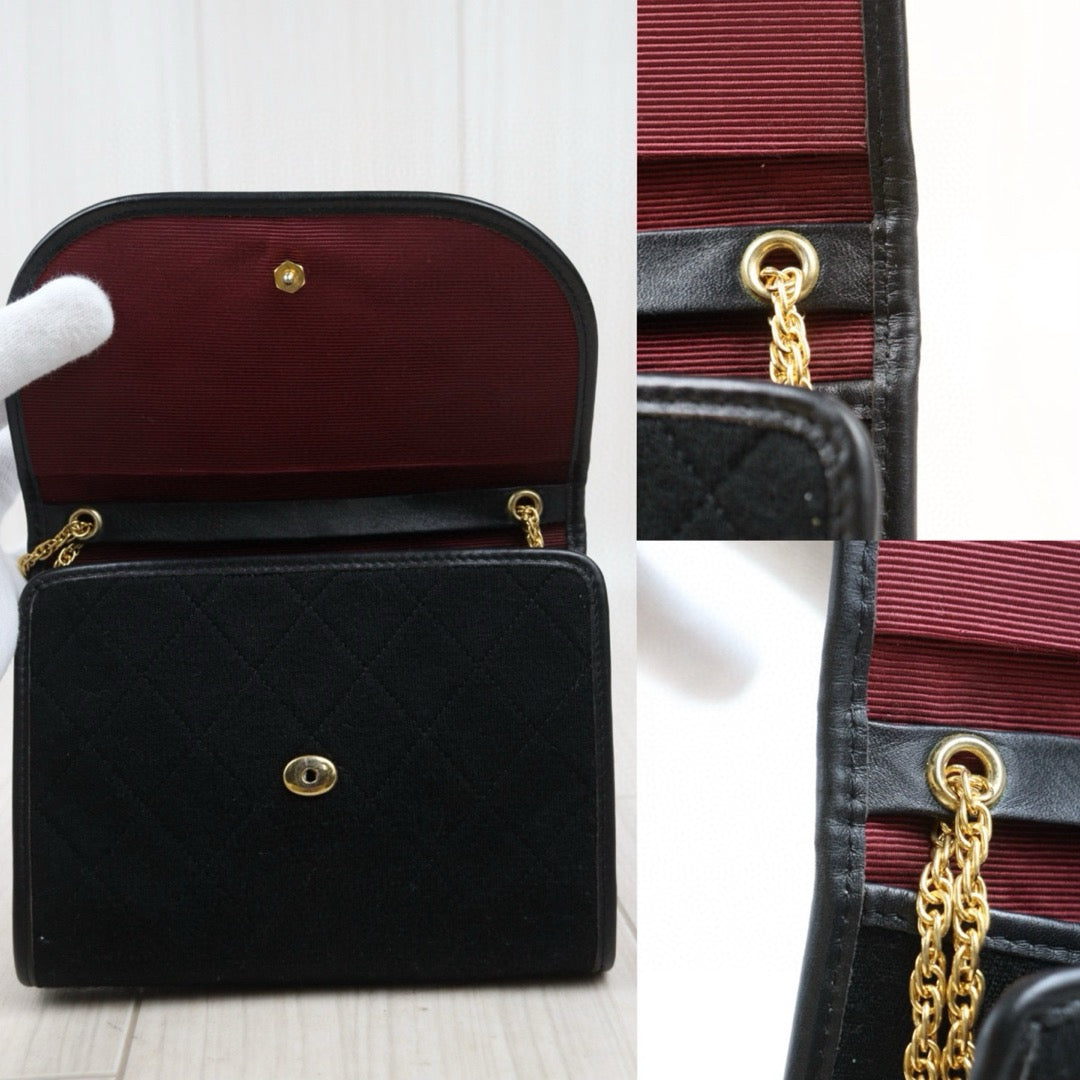 Very Good ( Rank A)｜ CHANEL Mini Coco Mark Matrasse Canvas Chain Shoulder Bag Black｜25032704