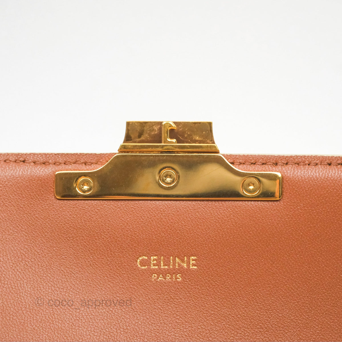 Celine Triomphe Shoulder Bag White Calfskin Triomphe Canvas