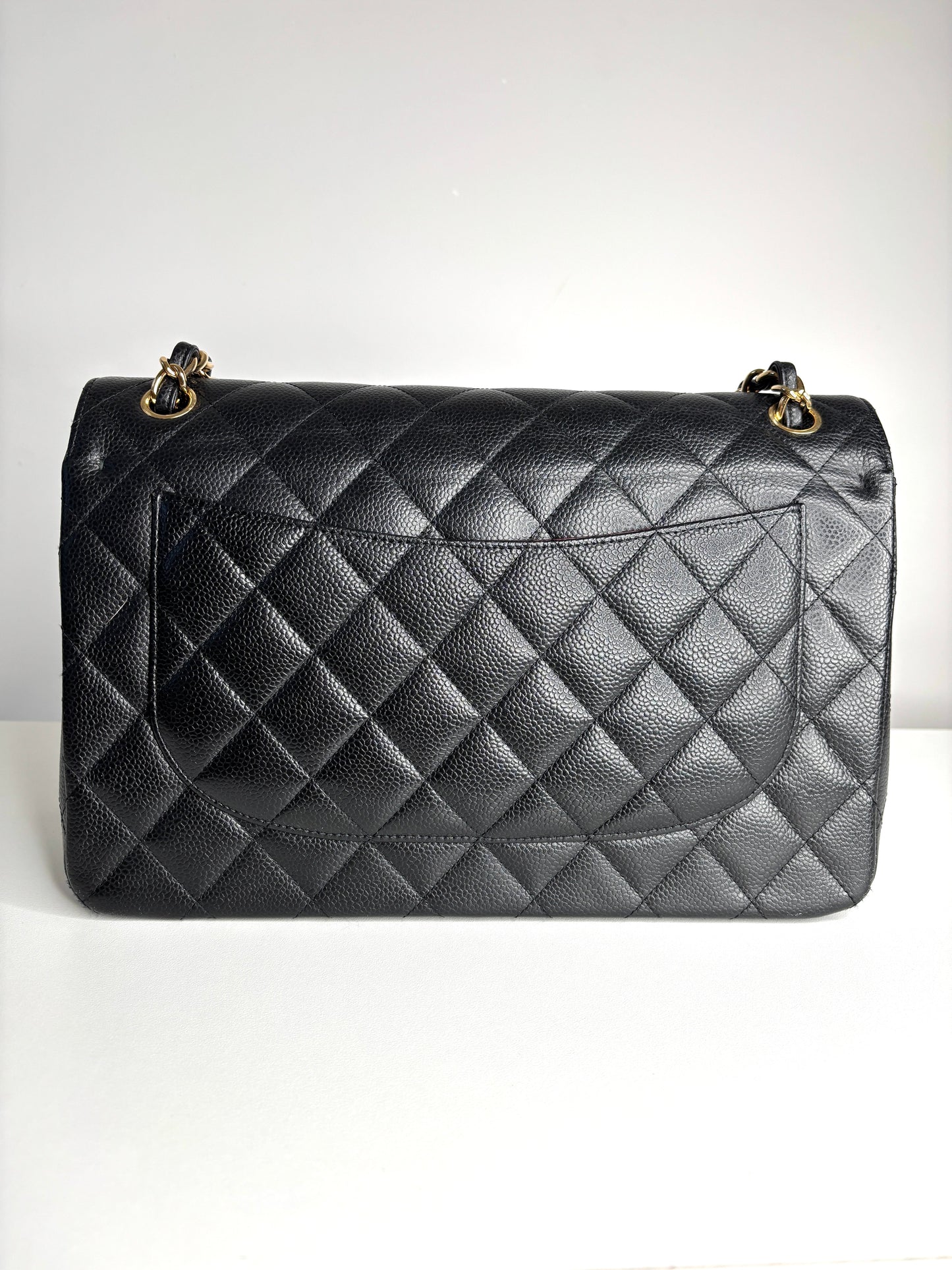 Chanel Jumbo Black Caviar Classic Double Flap Gold Hardware Shoulder Bag 2021 - Preloved