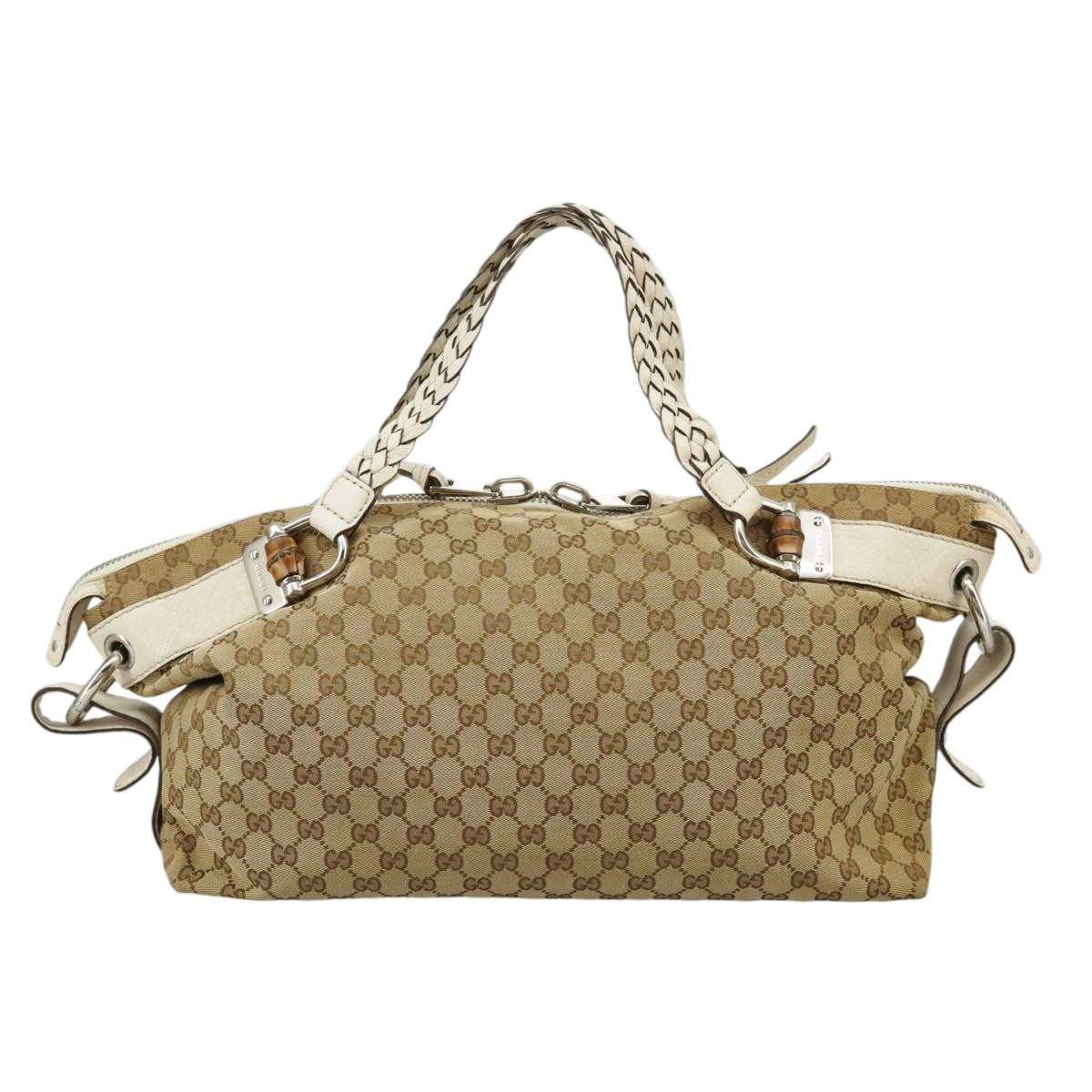 Gucci Bamboo Beige Canvas Tote Bag
