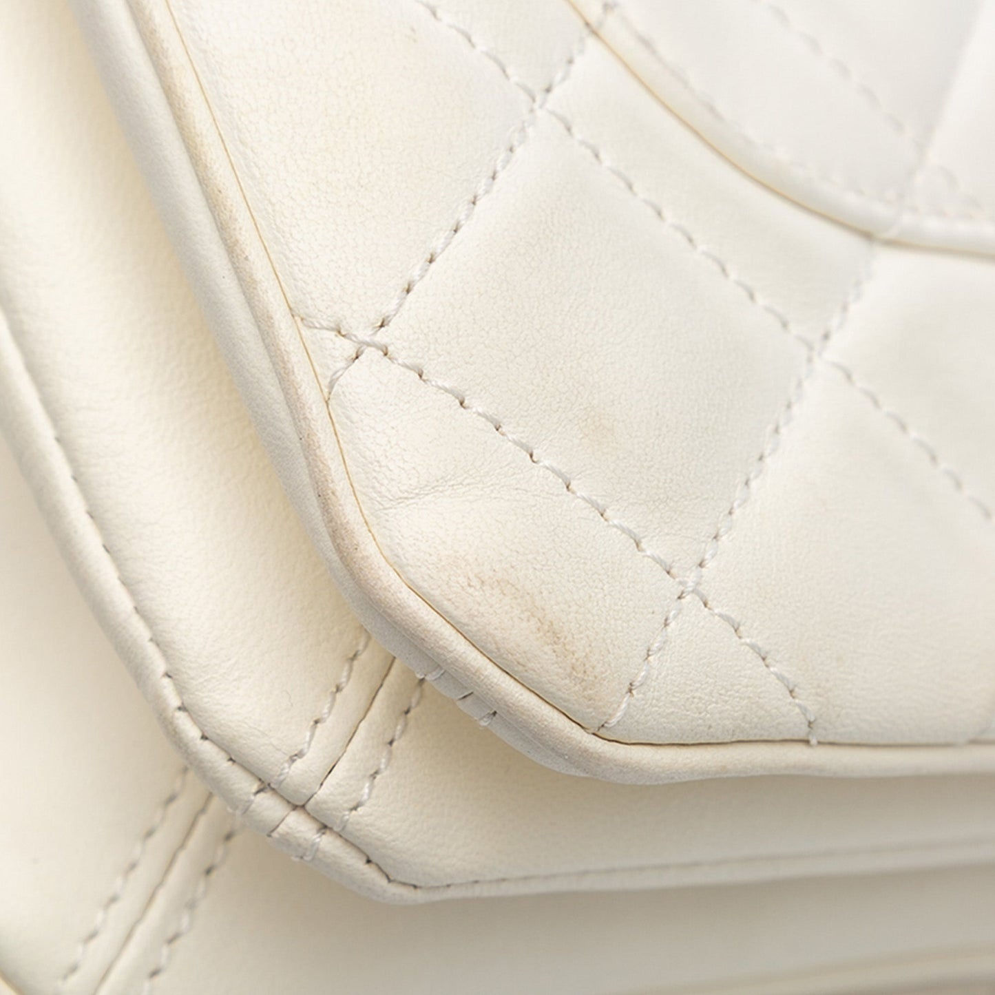 White Chanel Medium Quilted Lambskin 3 Accordion Flap Shoulder Bag