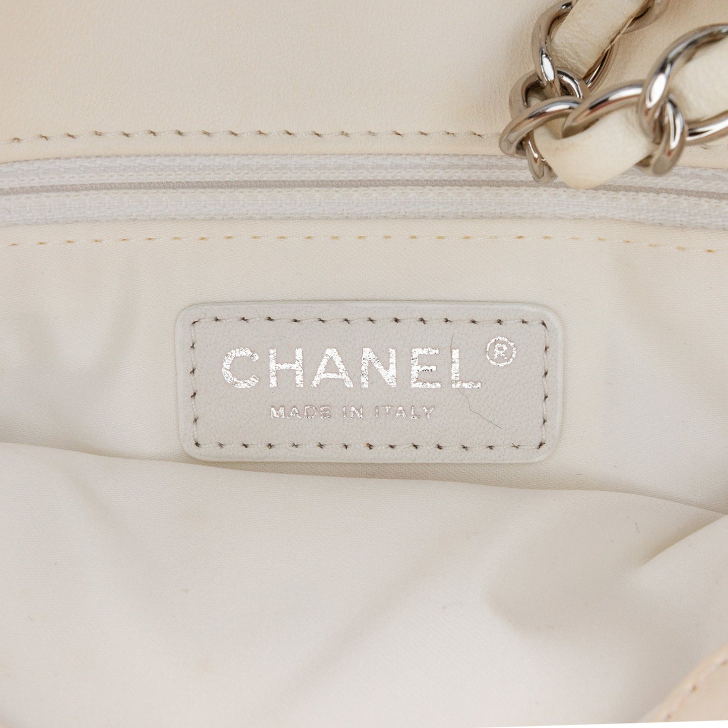 White Chanel Medium Quilted Lambskin 3 Accordion Flap Shoulder Bag