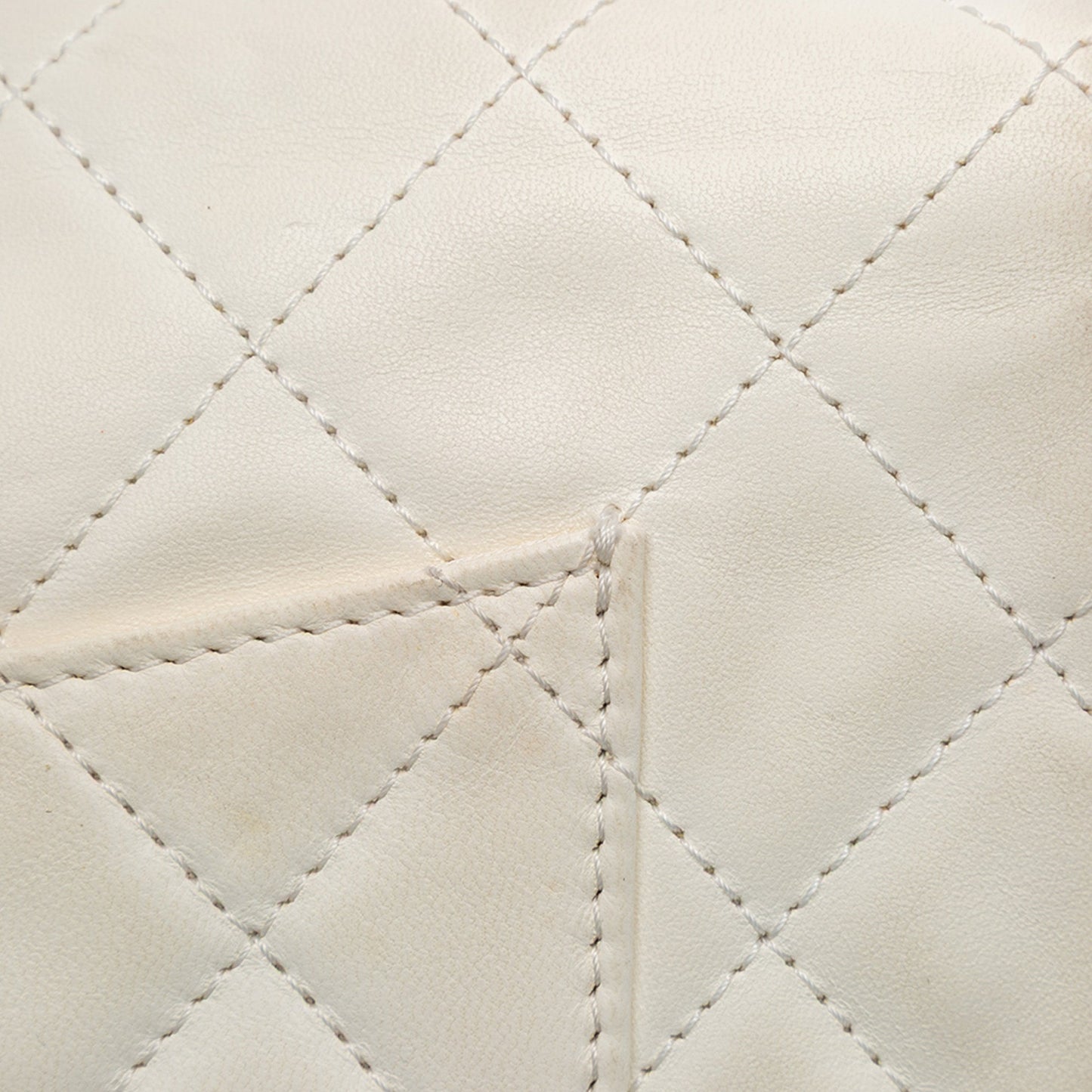 White Chanel Medium Quilted Lambskin 3 Accordion Flap Shoulder Bag