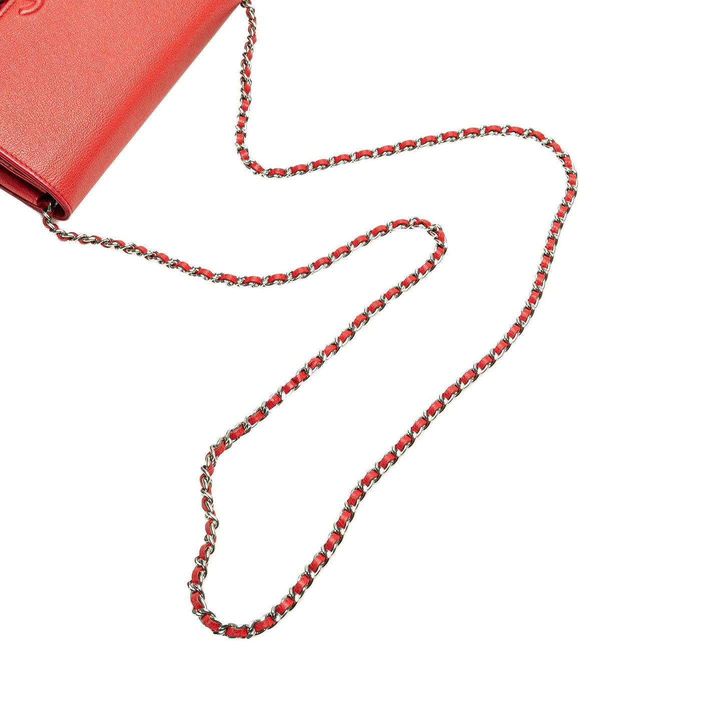 Red Chanel Grained Calfskin CC Box Wallet On Chain Crossbody Bag